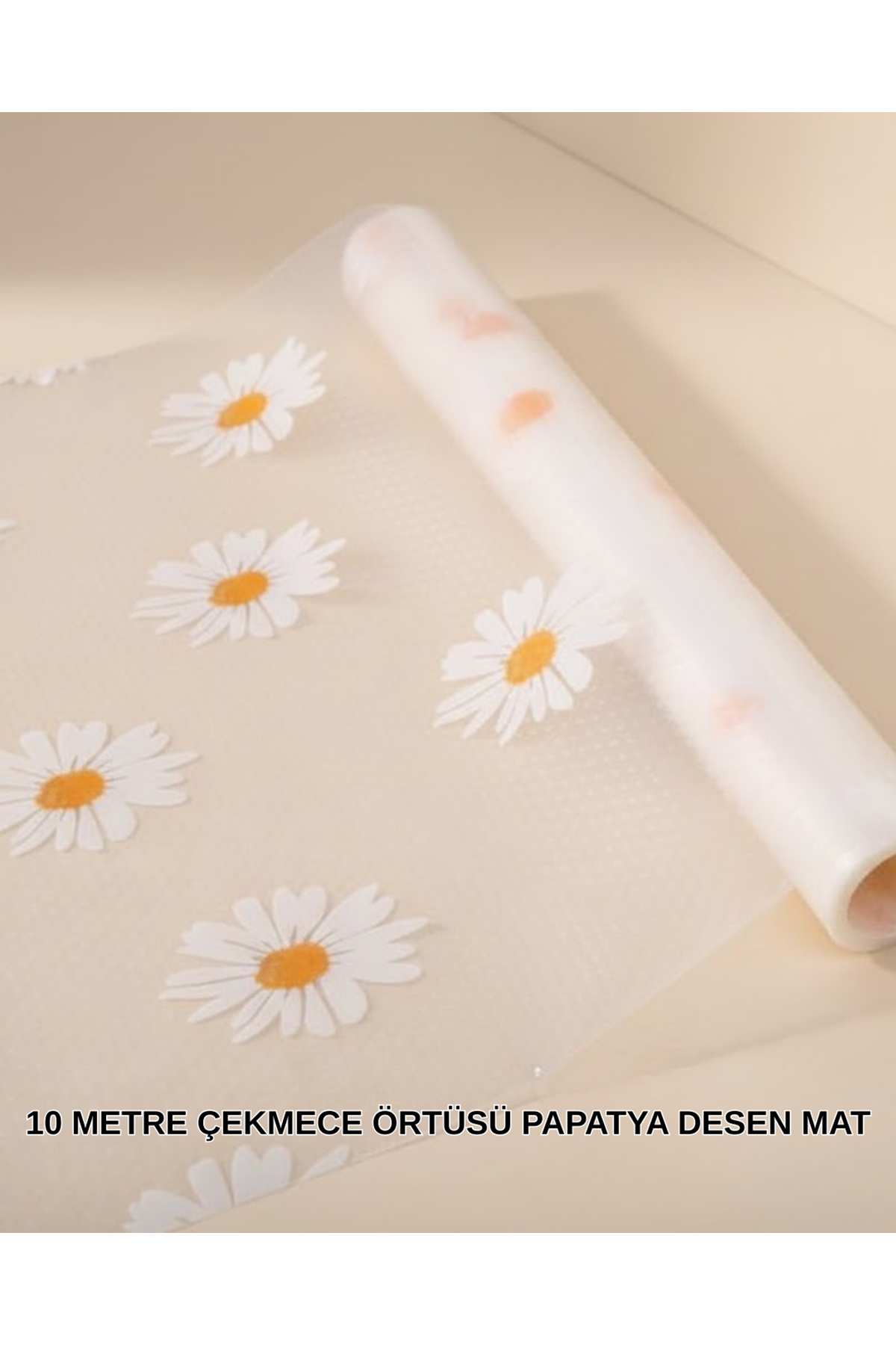 10 Metre Papatya Desenli Kolay Temizlenebilir Çekmece Matı