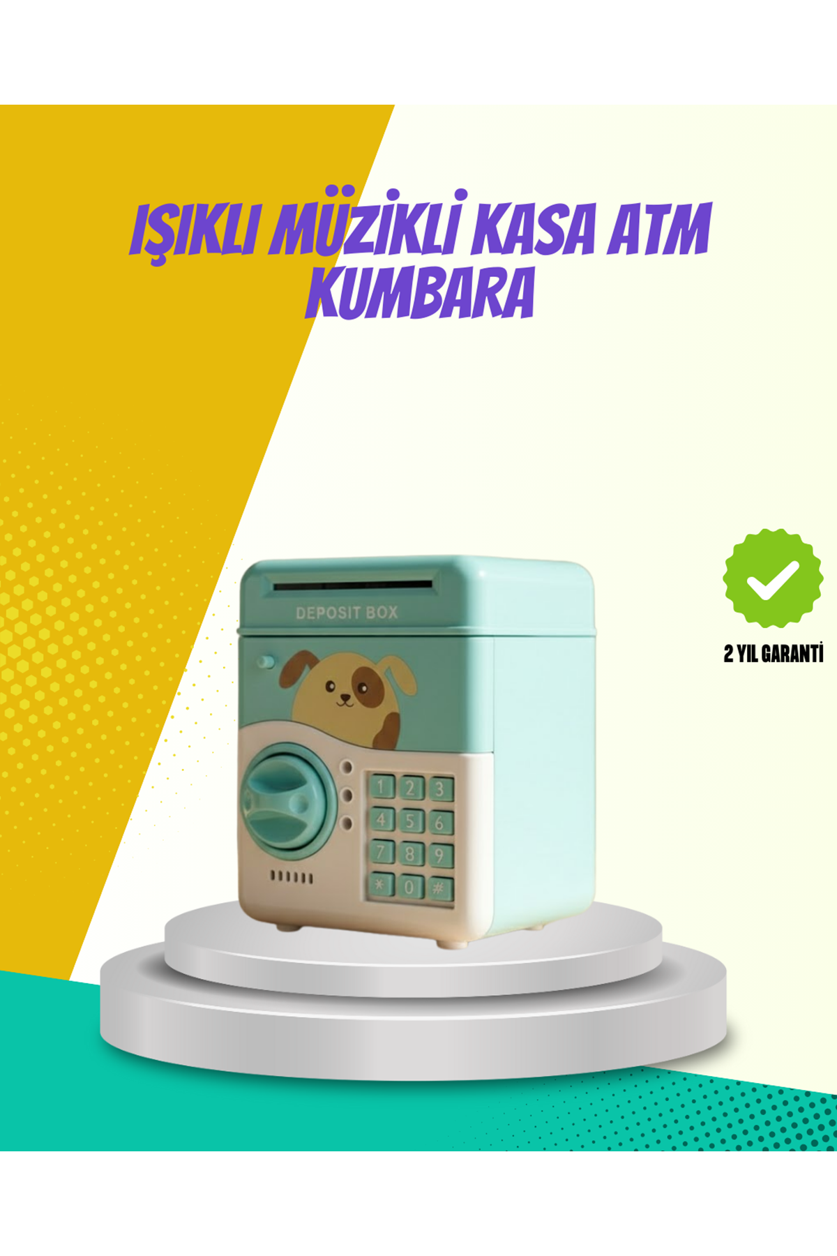 ATM Görünümlü Su Yeşili Otomatik Para Çeken Şifreli Kumbara