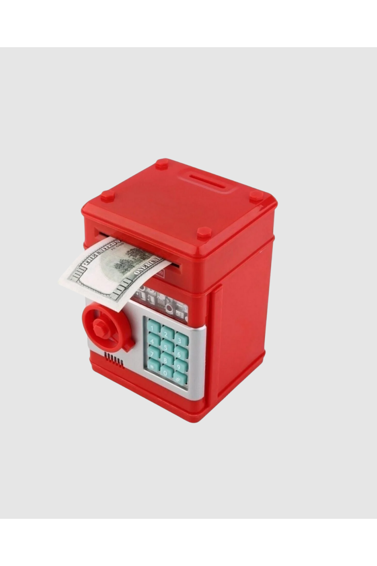 Şifreli Kırmızı ATM Tasarımlı Çelik Kasa Görünümlü Kumbara