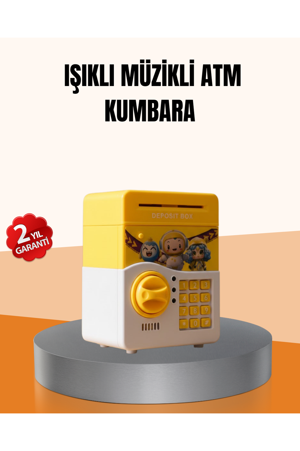 ATM Tasarımlı Sarı Işıklı Sesli Elektronik Kumbara