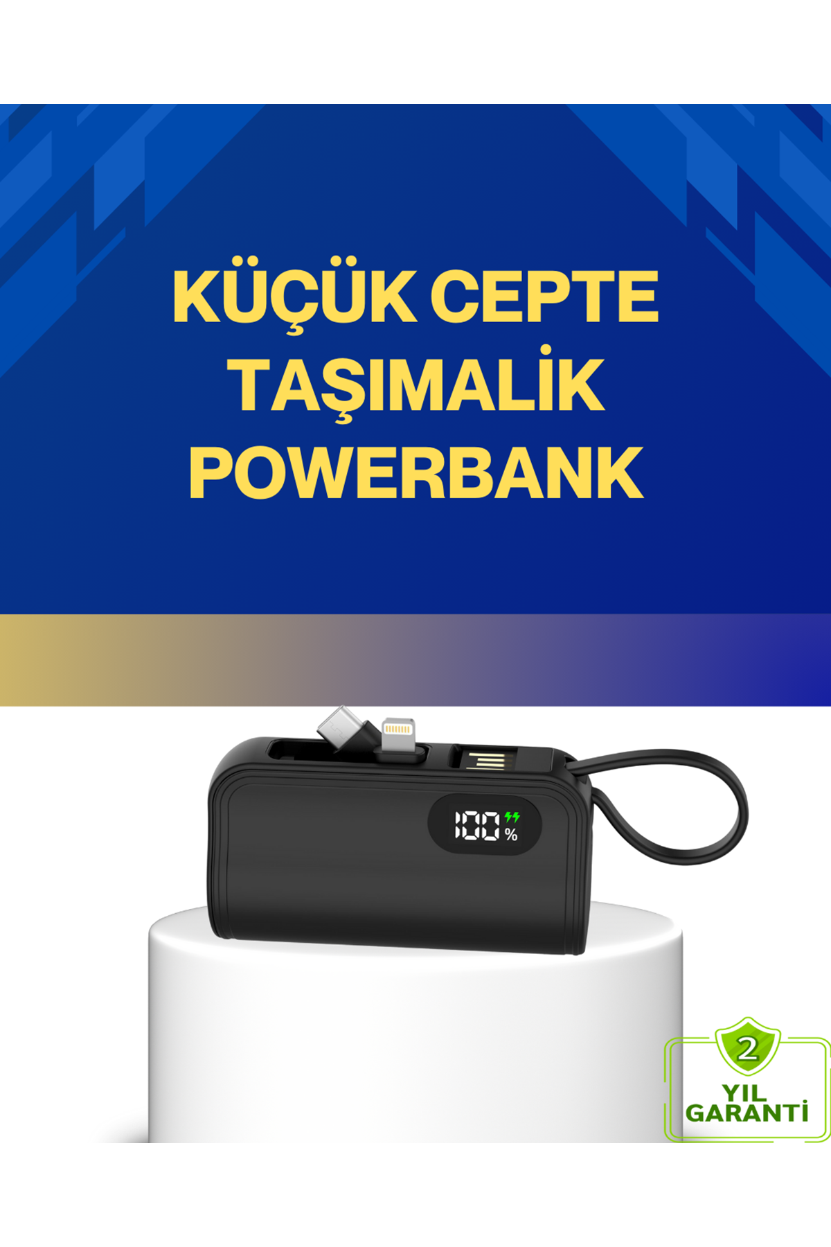 LED Göstergeli 2000mAh Cep Tipi Hızlı Şarj Powerbank