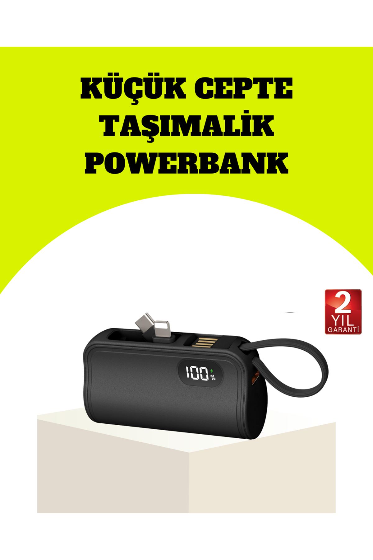 Dahili Type-C Konektörlü Mini 2000mAh Powerbank