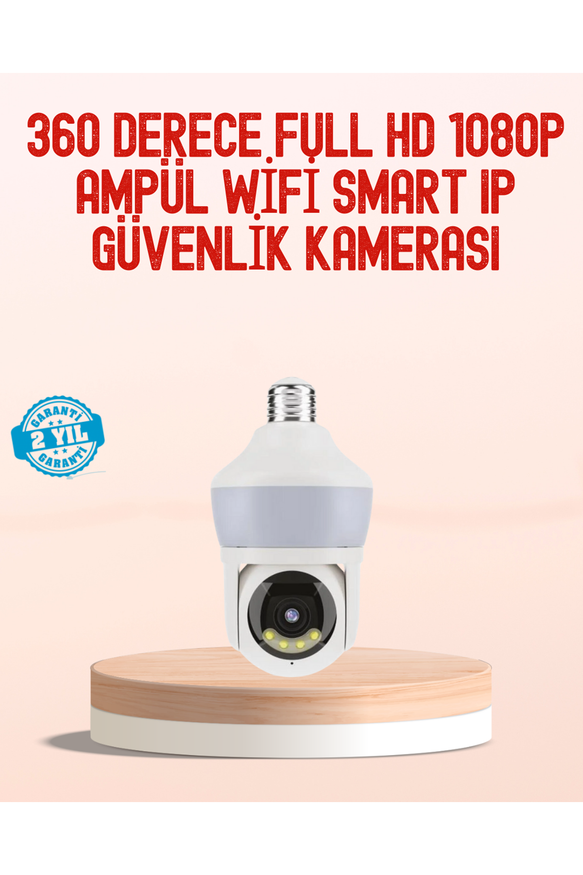 360° Full HD Wi-Fi Akıllı Ampül Kamera Gece Görüşlü