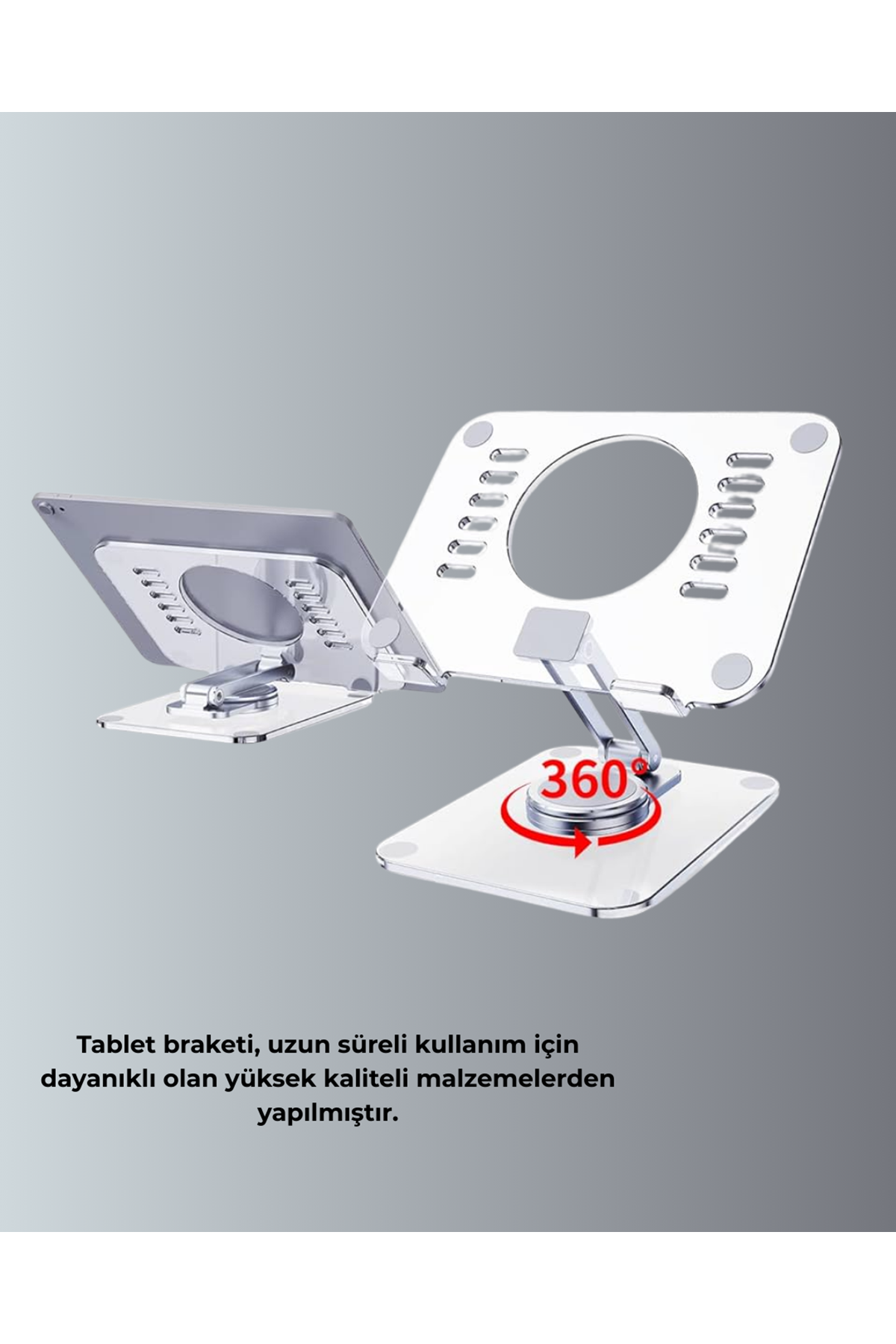 Katlanabilir Tablet Standı Ayarlanabilir Kaymaz Şeffaf Tasarım