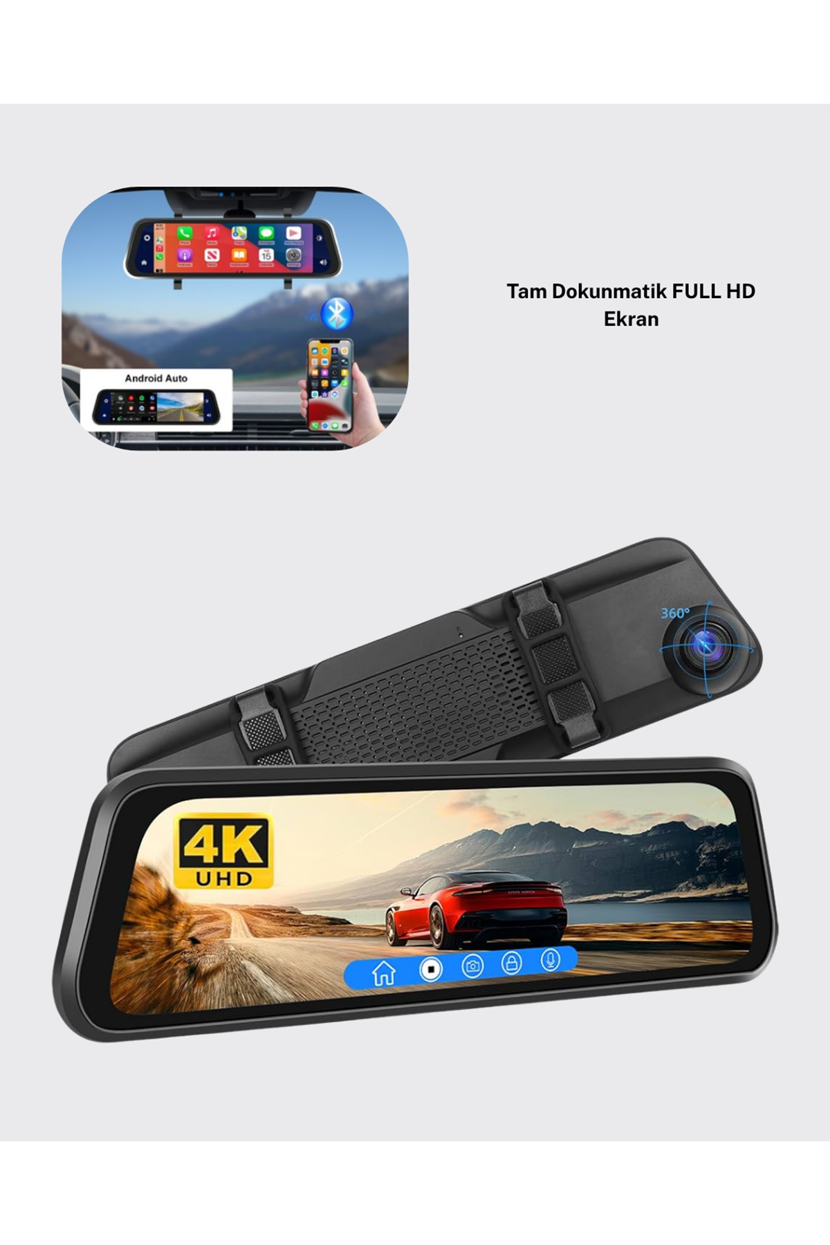 10 İnç Tam Dokunmatik Dikiz Aynası Kamera Ön Arka Full HD