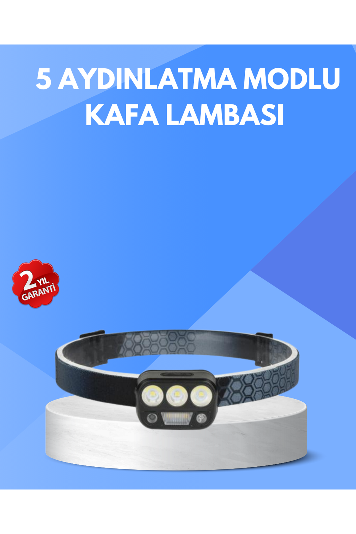 300 Lümen Sensörlü LED Kafa Lambası USB Şarjlı SOS Modlu
