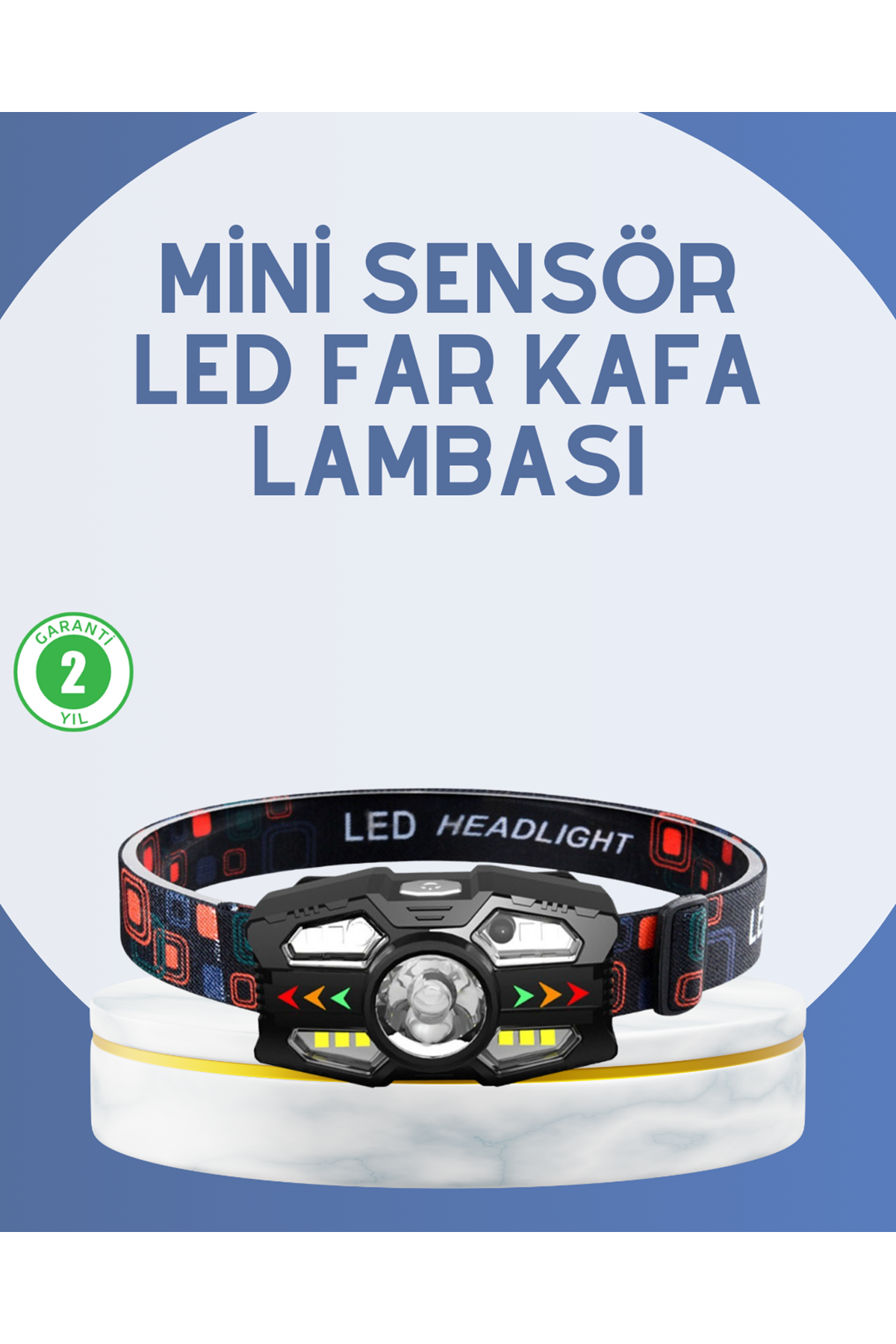 El Sensörlü LED Far Suya Dayanıklı Şarjlı Kafa Lambası