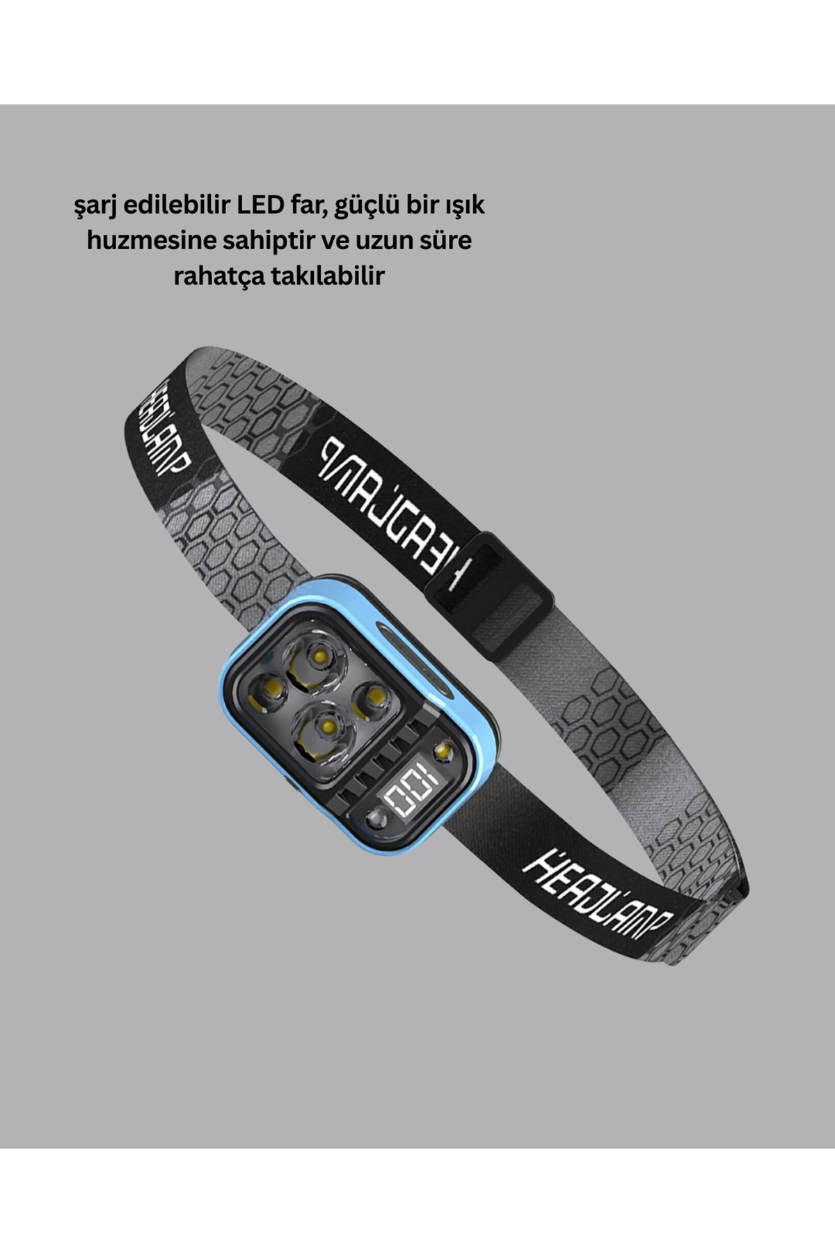 Type C Şarjlı LED Kafa Lambası Güç Göstergeli 53 Modlu