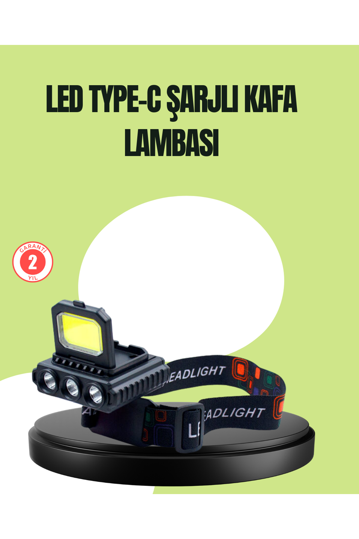 800 Lumen Çok Fonksiyonlu LED Kafa Lambası Type C Şarjlı