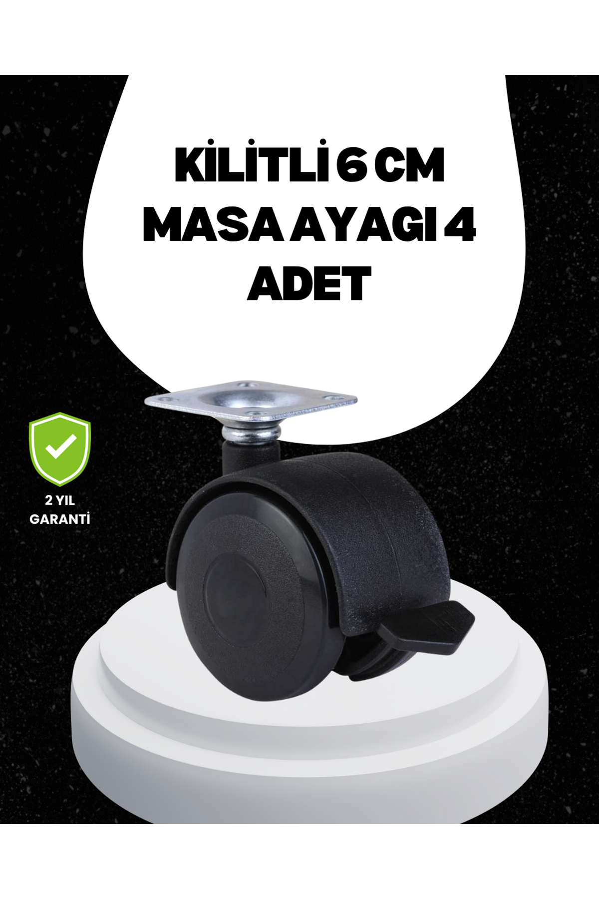 6 cm Kilitli Tekerlek Ayak 4 Adet Sehpa ve Ekipman Uyumlu