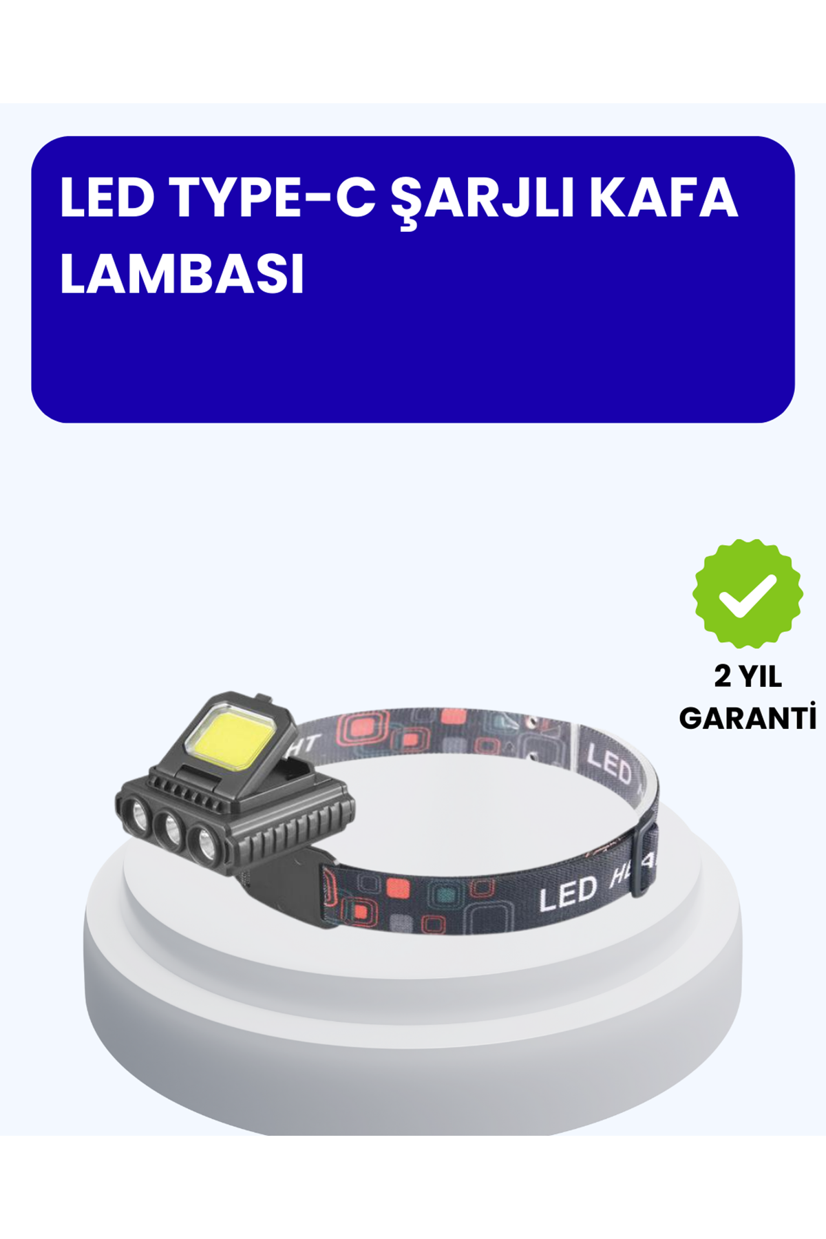 800 Lumen LED Kafa Lambası COB ve XPE Led Type C Şarjlı Ayarlanabilir