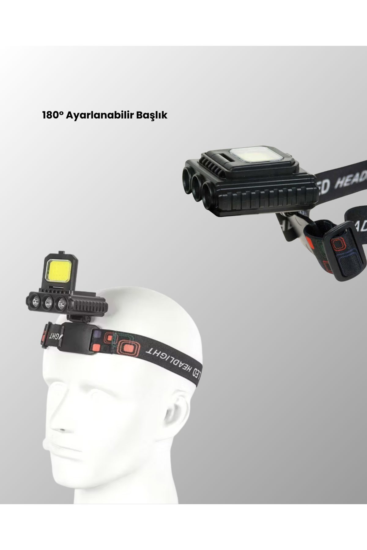 800 Lumen LED Kafa Lambası COB ve XPE Led Type C Şarjlı Ayarlanabilir