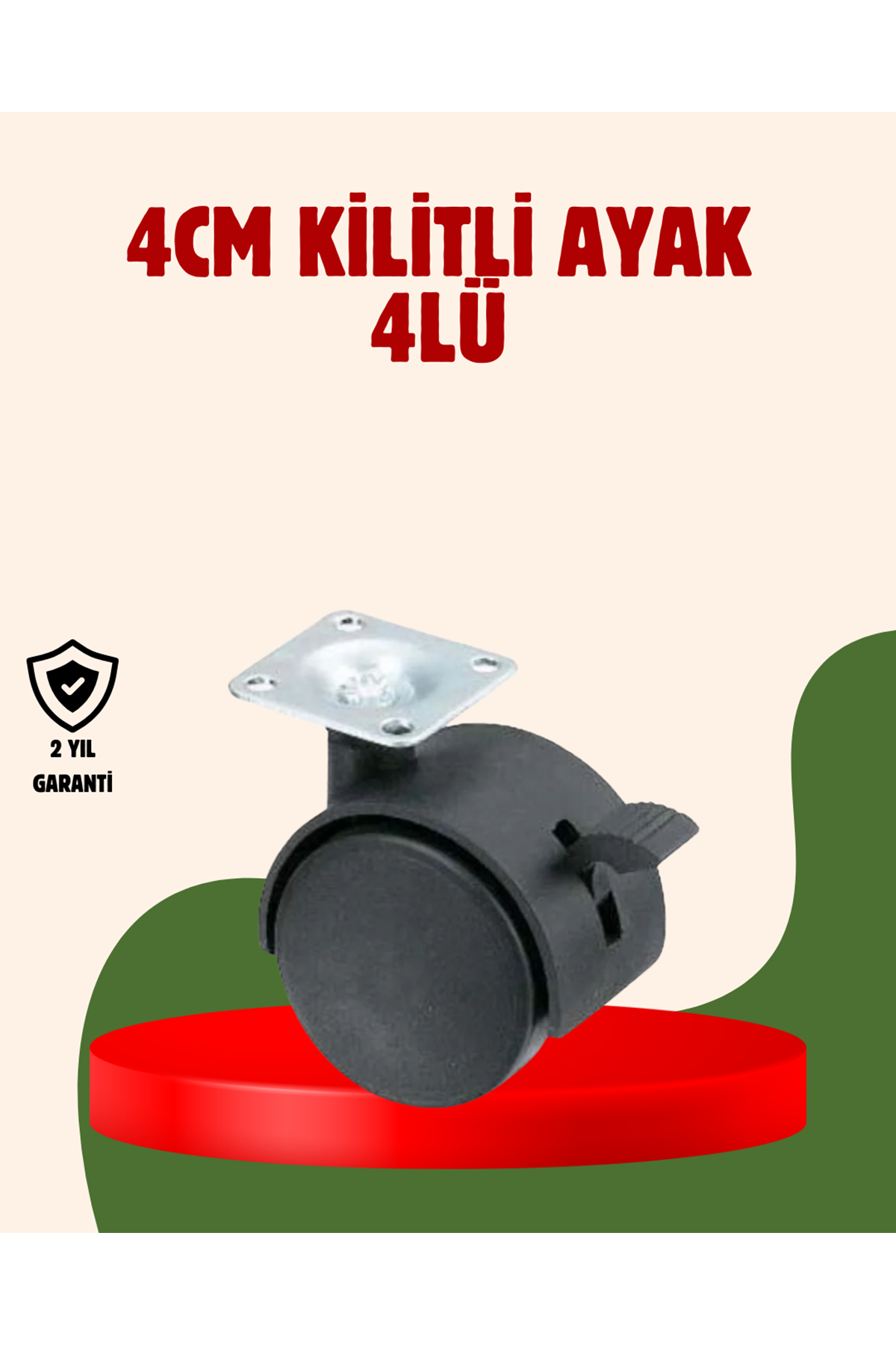 4 cm Kilitli Döner Ayak 4 Adet Sehpa ve Mobilya Ayağı