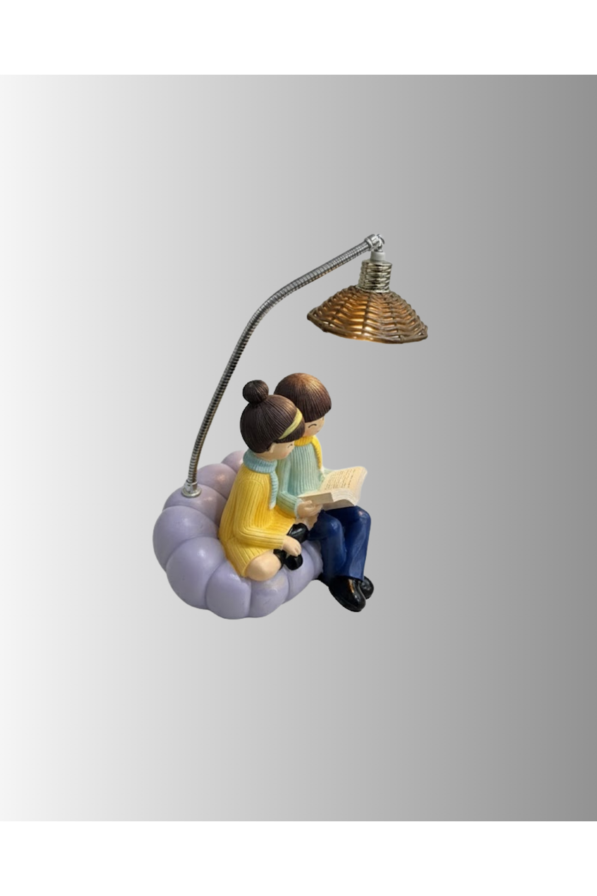 Romantik Çift Figürlü Okuyan Çift Masa Lambası Dekoratif LED Aydınlatma