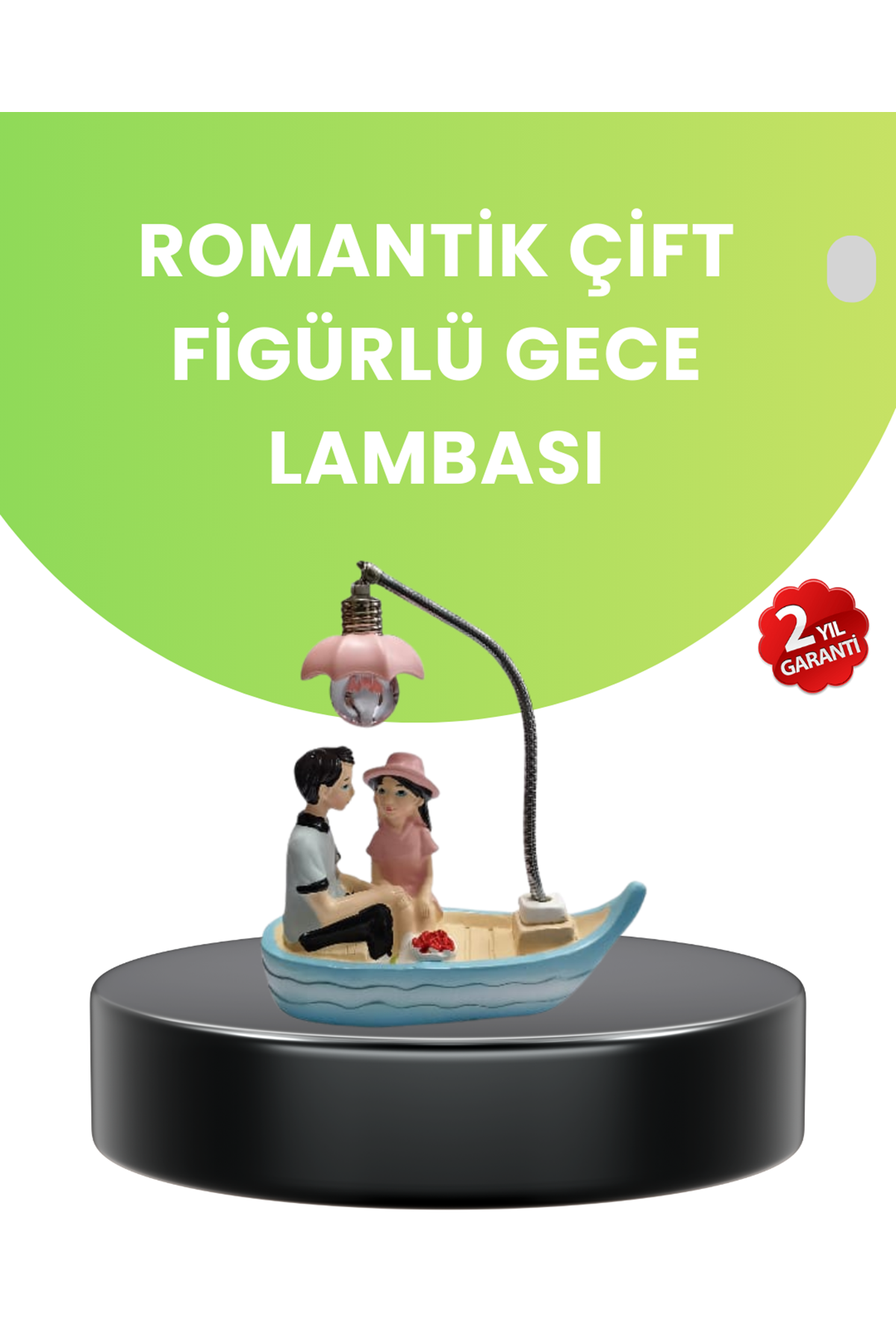 Oturan Çift Figürlü LED Masa Lambası Romantik Hediye