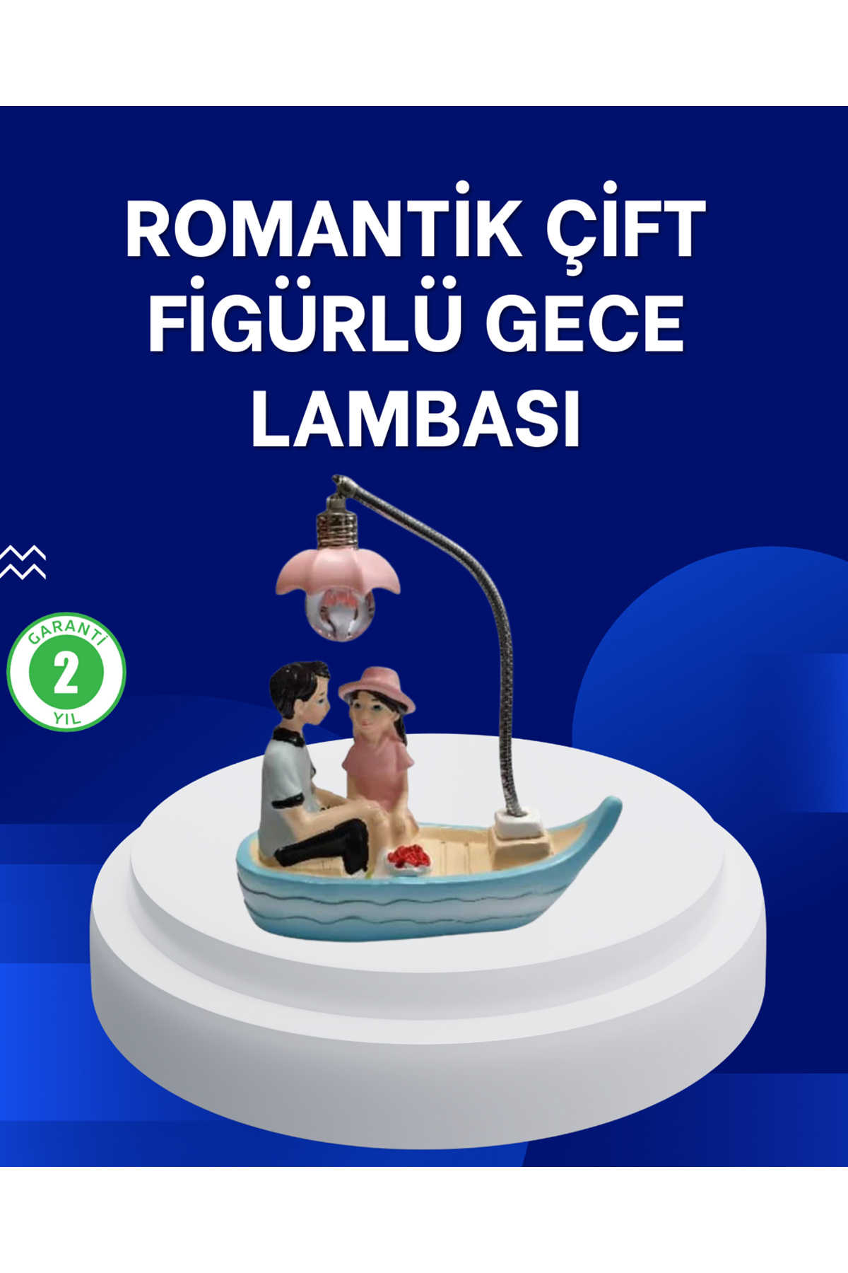 Romantik Sandal Üzerinde Çift Figürü LED Gece Lambası Masa Dekoru