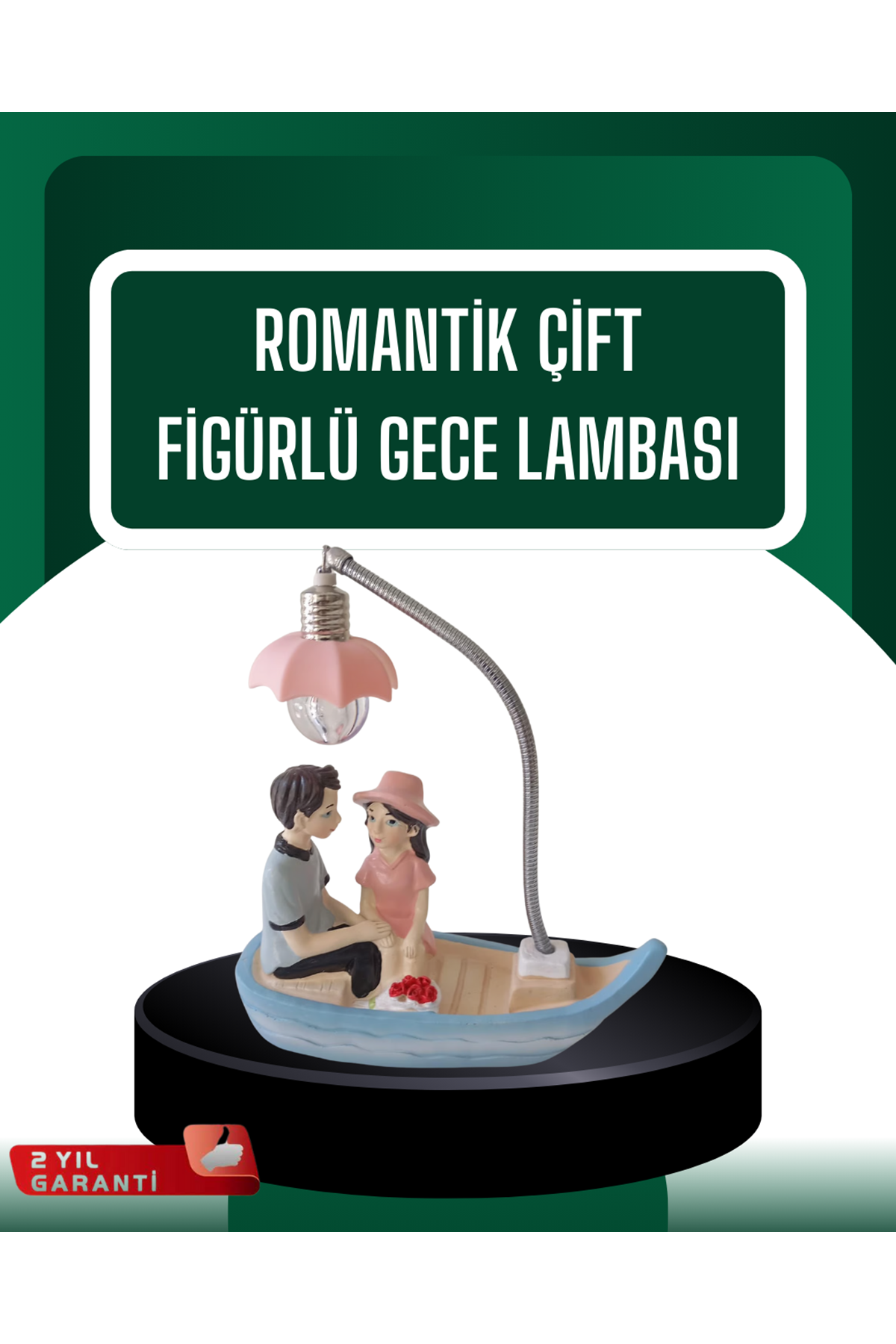 El Ele Tutuşan Çift Figürlü Dekoratif Gece Lambası Romantik Tasarım