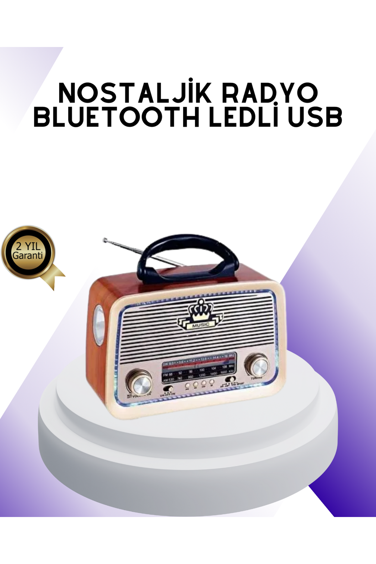 Nostalji Bluetooth Radyo FM AM SW Ahşap Eskitme Tasarım