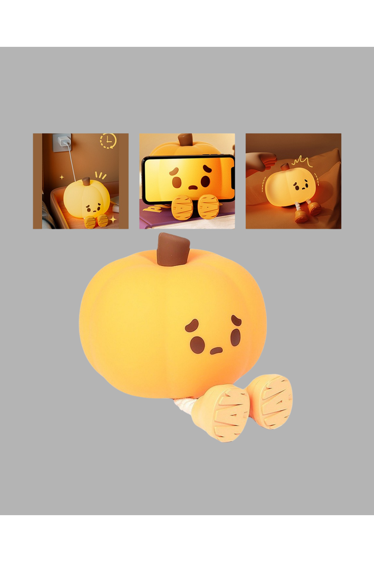 Pumpkin LED Gece Lambası Üç Kademeli Işık Ayarlı
