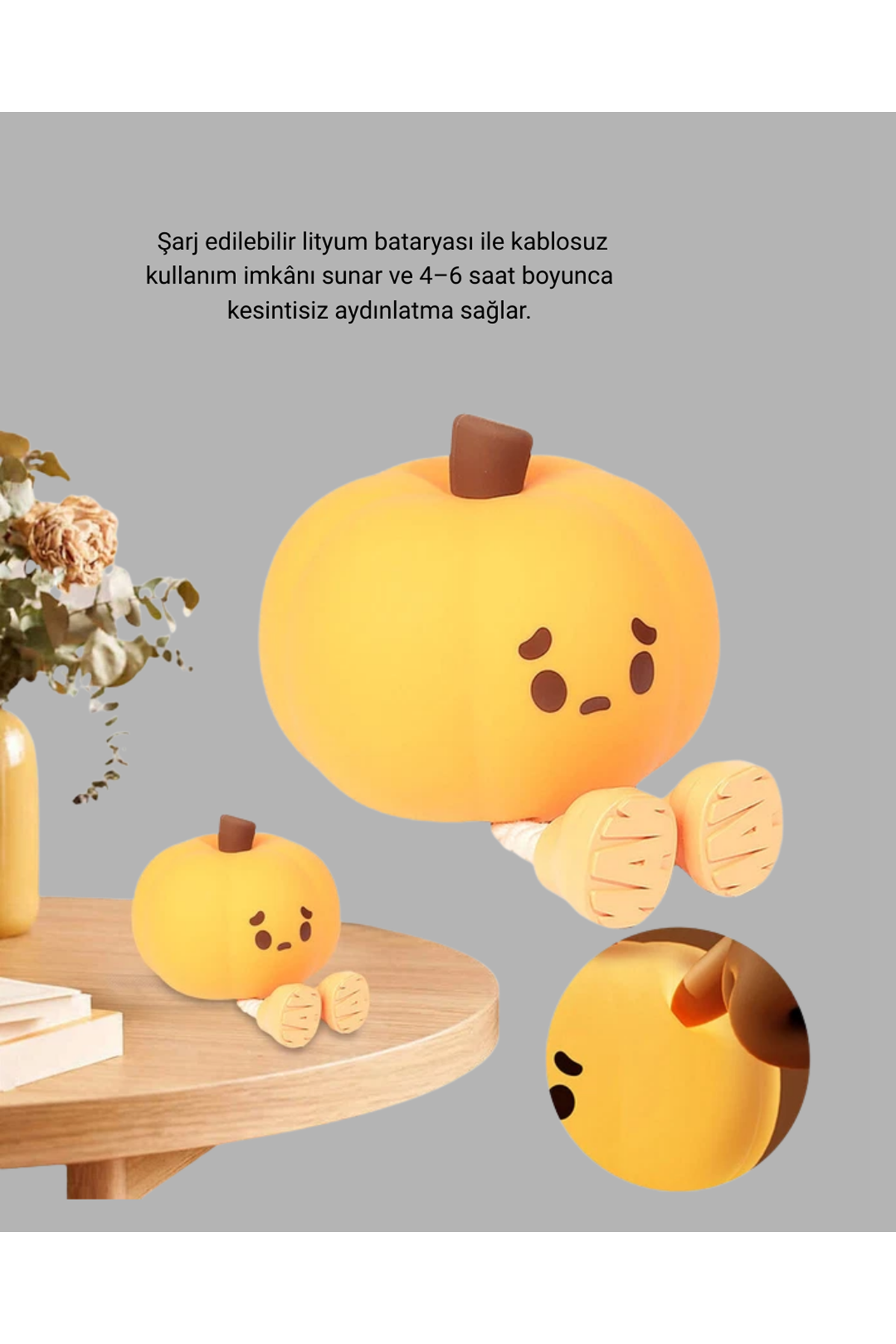 Dekoratif Pumpkin Gece Lambası Şarjlı Dokunmatik LED Işık