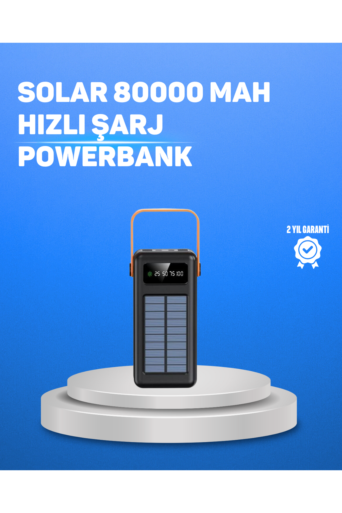 80000 mAh Yüksek Kapasiteli Powerbank Göstergeli Solar Şarj Cihazı