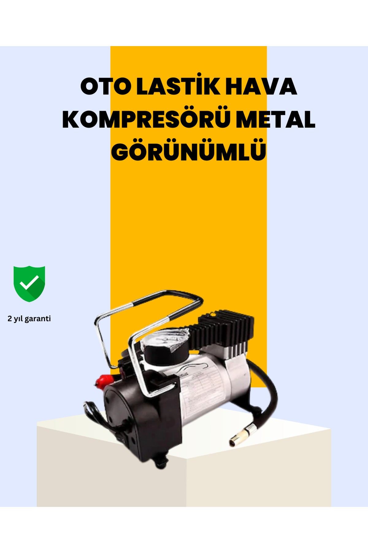 Araç Çakmak Girişli Metal Hava Kompresörü 10A Güçlü Motor