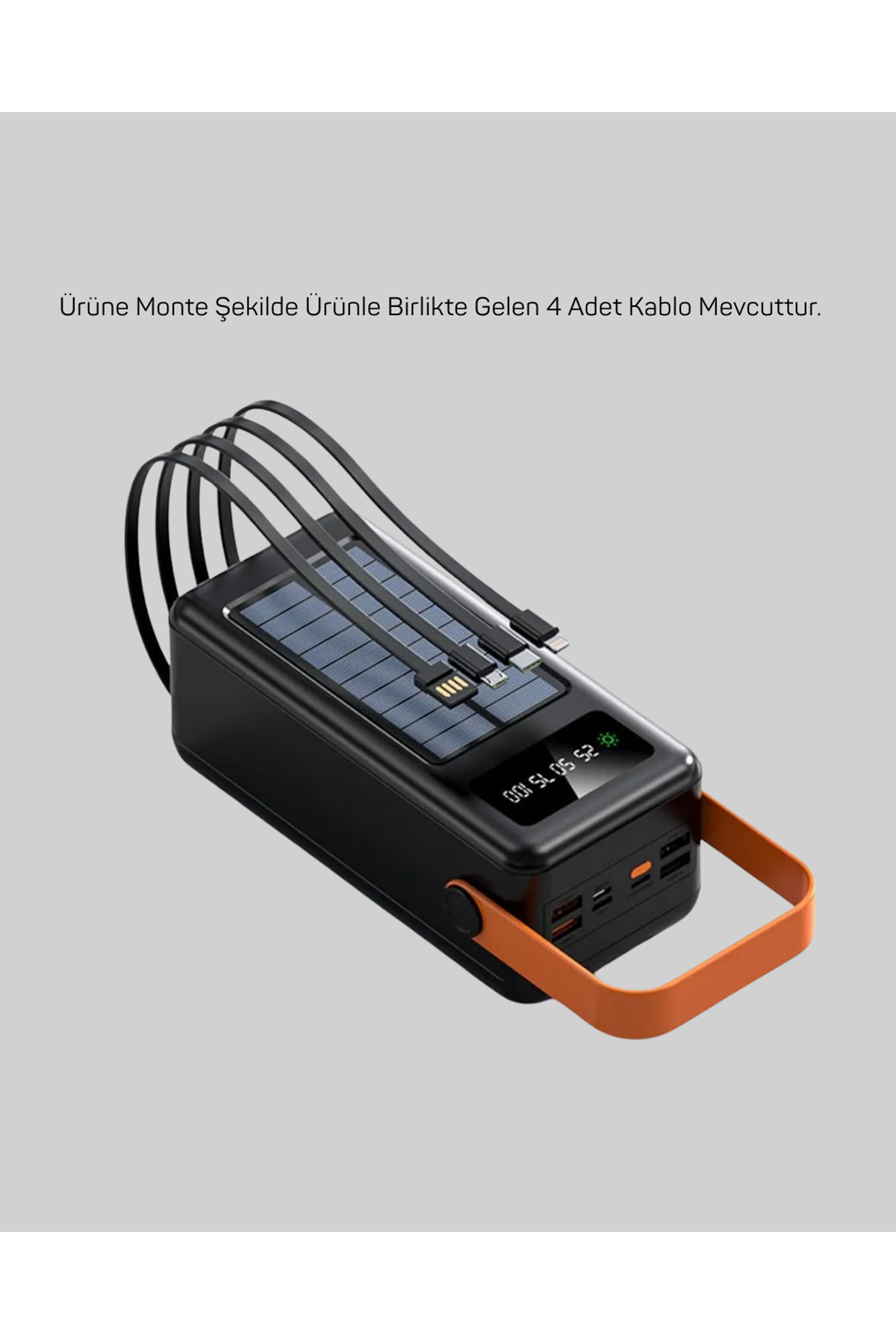 80000 mAh Yüksek Kapasiteli Powerbank Göstergeli Solar Şarj Cihazı
