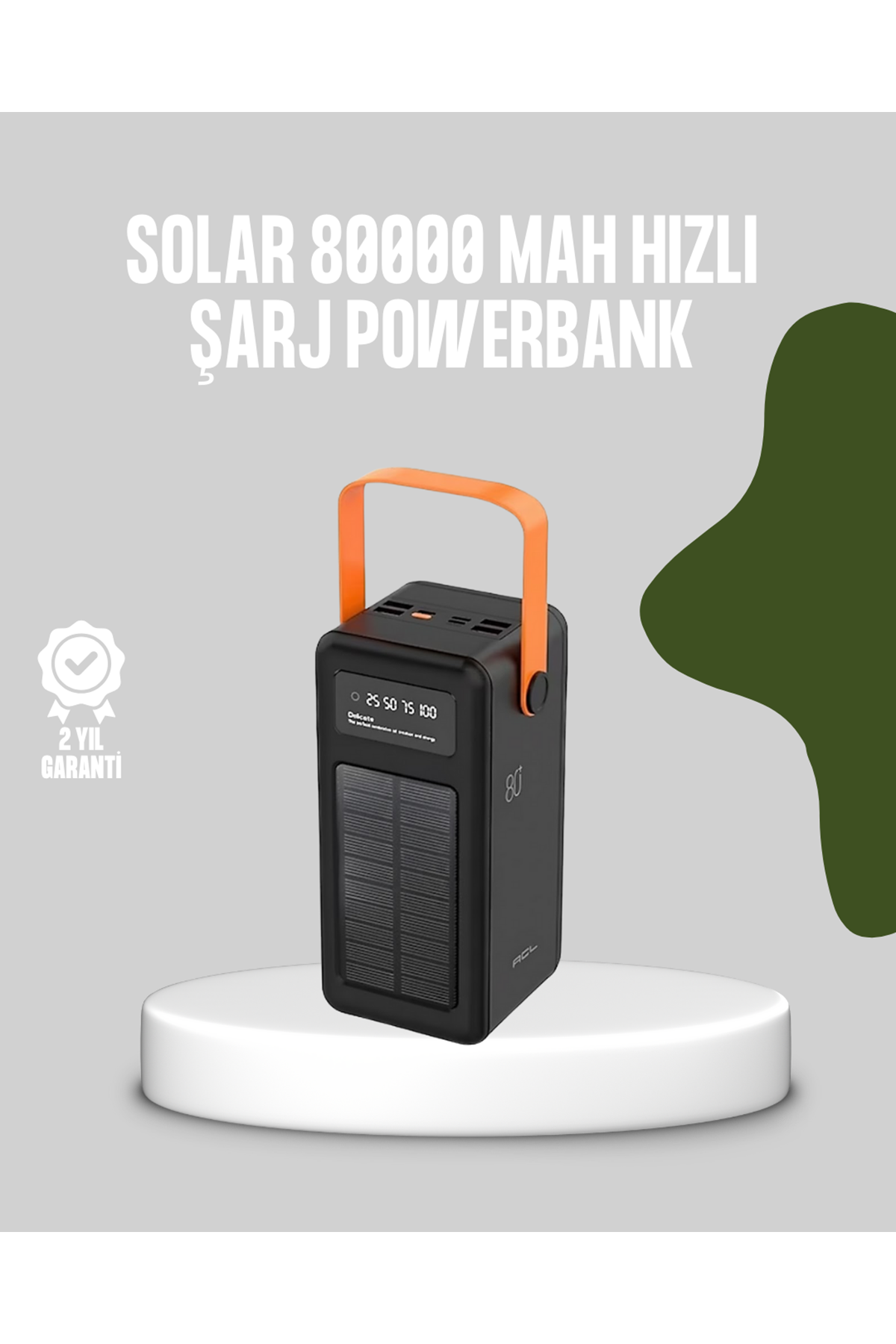 80000 mAh Solar Powerbank Göstergeli Fenerli Hızlı Şarj Taşınabilir Şarj Cihazı