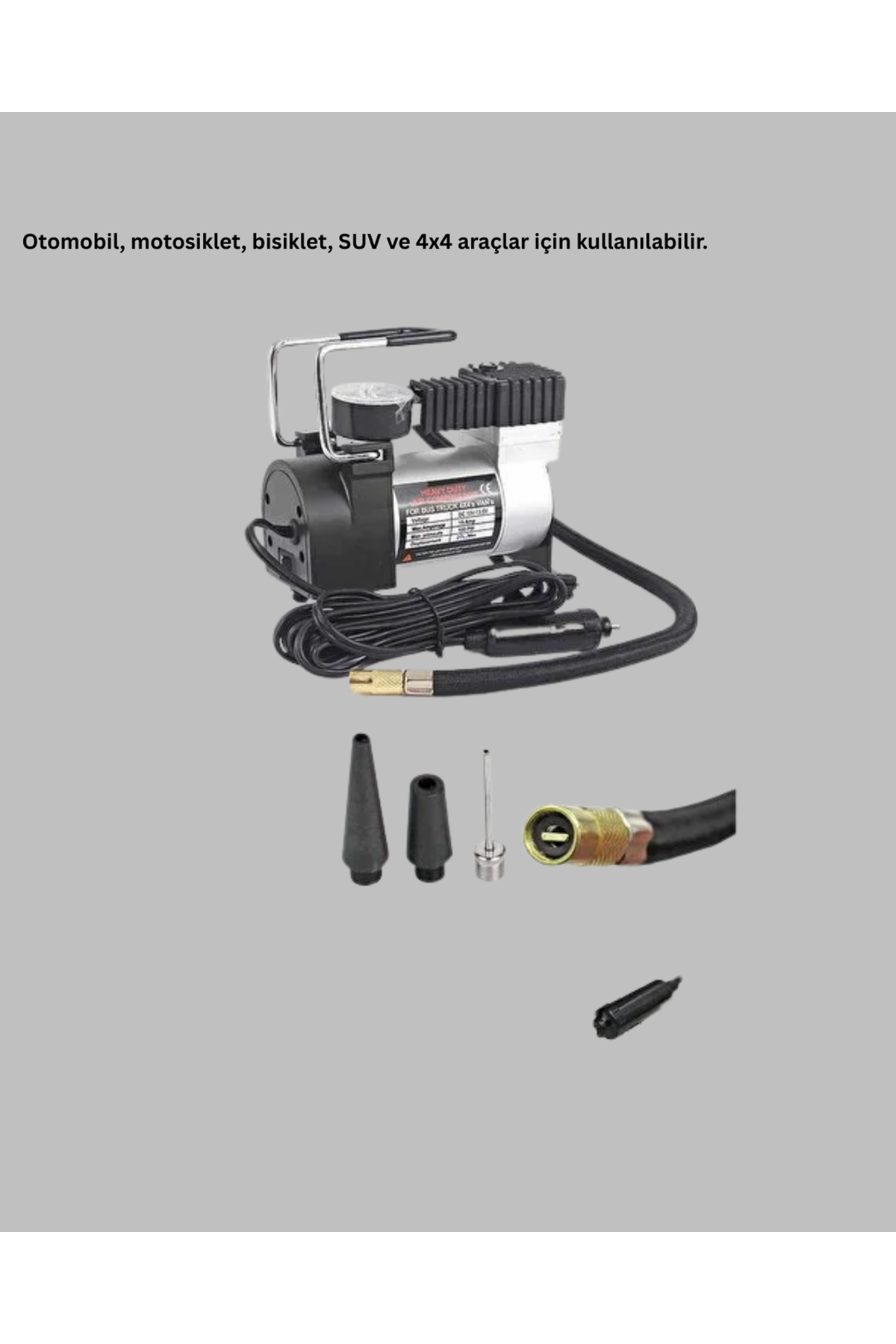 DC 12V Metal Hava Kompresörü Araç Lastik Şişirme 35L/Dk