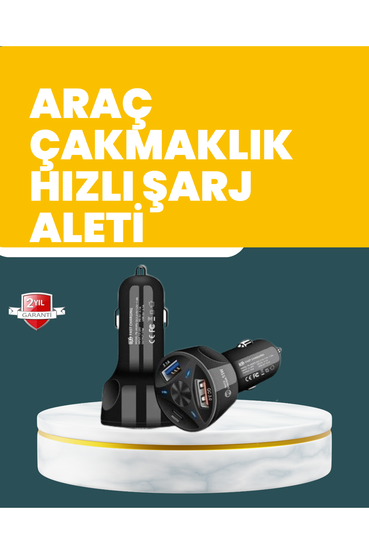 55W Hızlı Şarj Araç Çakmaklık Adaptörü QC 3.0 PD