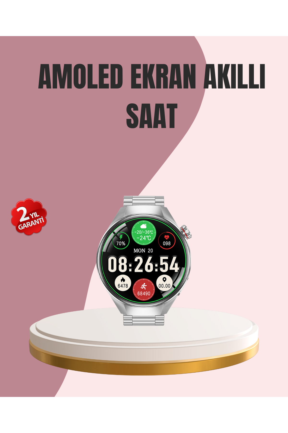 AMOLED Akıllı Saat Gelişmiş Sensörlü – Kadın Sağlığı ve Hatırlatma Özellikli