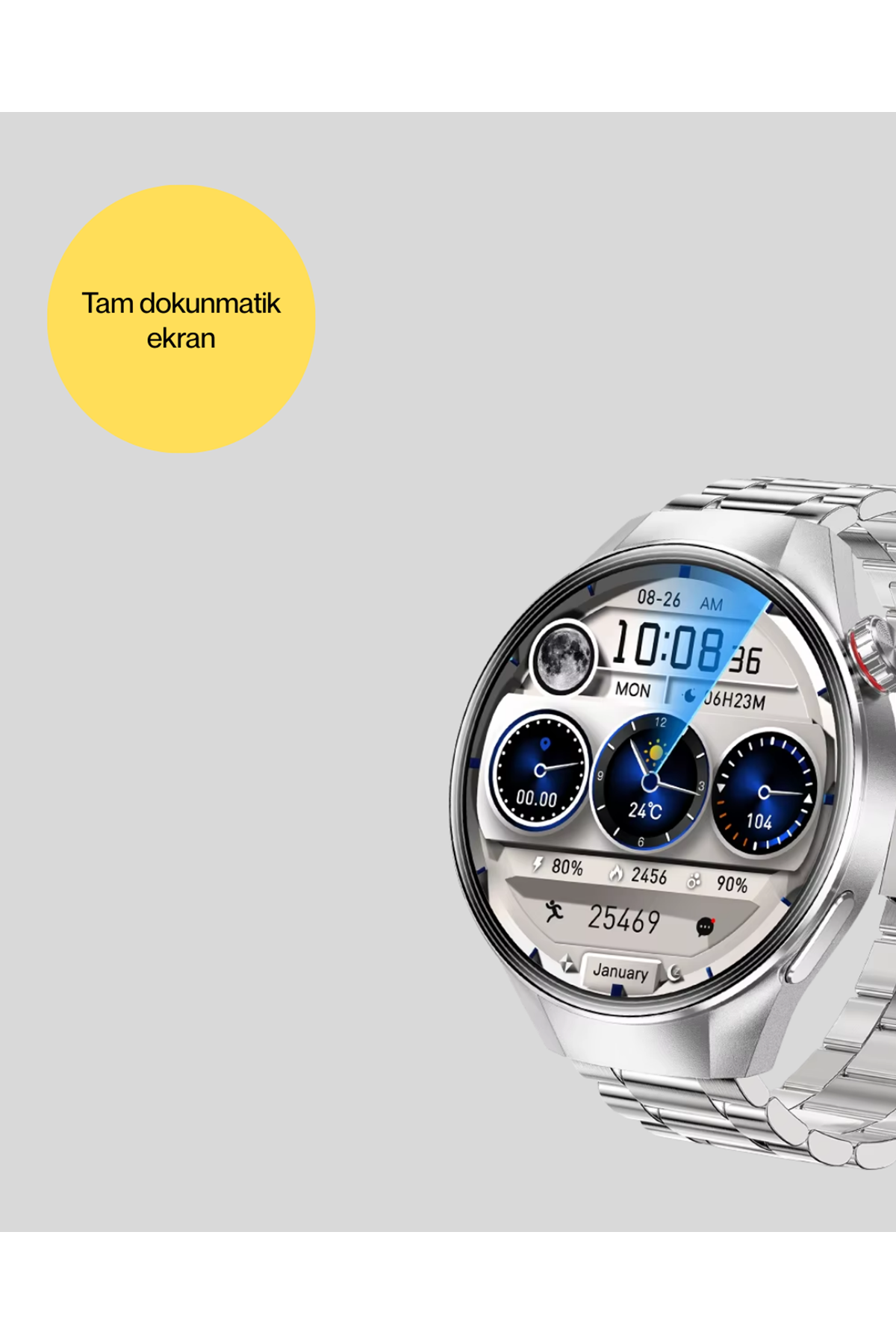 Akıllı Saat AMOLED Ekran Bluetooth Aramalı – Nabız, Uyku ve Spor Takipli