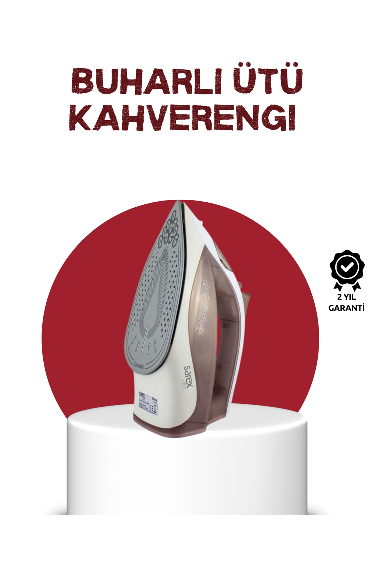 Seramik Tabanlı Buharlı Ütü 2200W Dikey Ütüleme 300ml Kahverengi