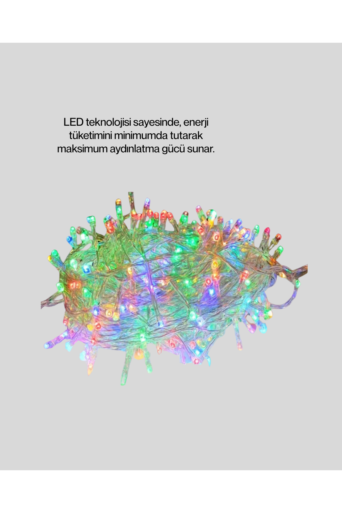 Şeffaf Kablolu 50 Ampullü 5 Metre LED Işık Dekoratif Aydınlatma