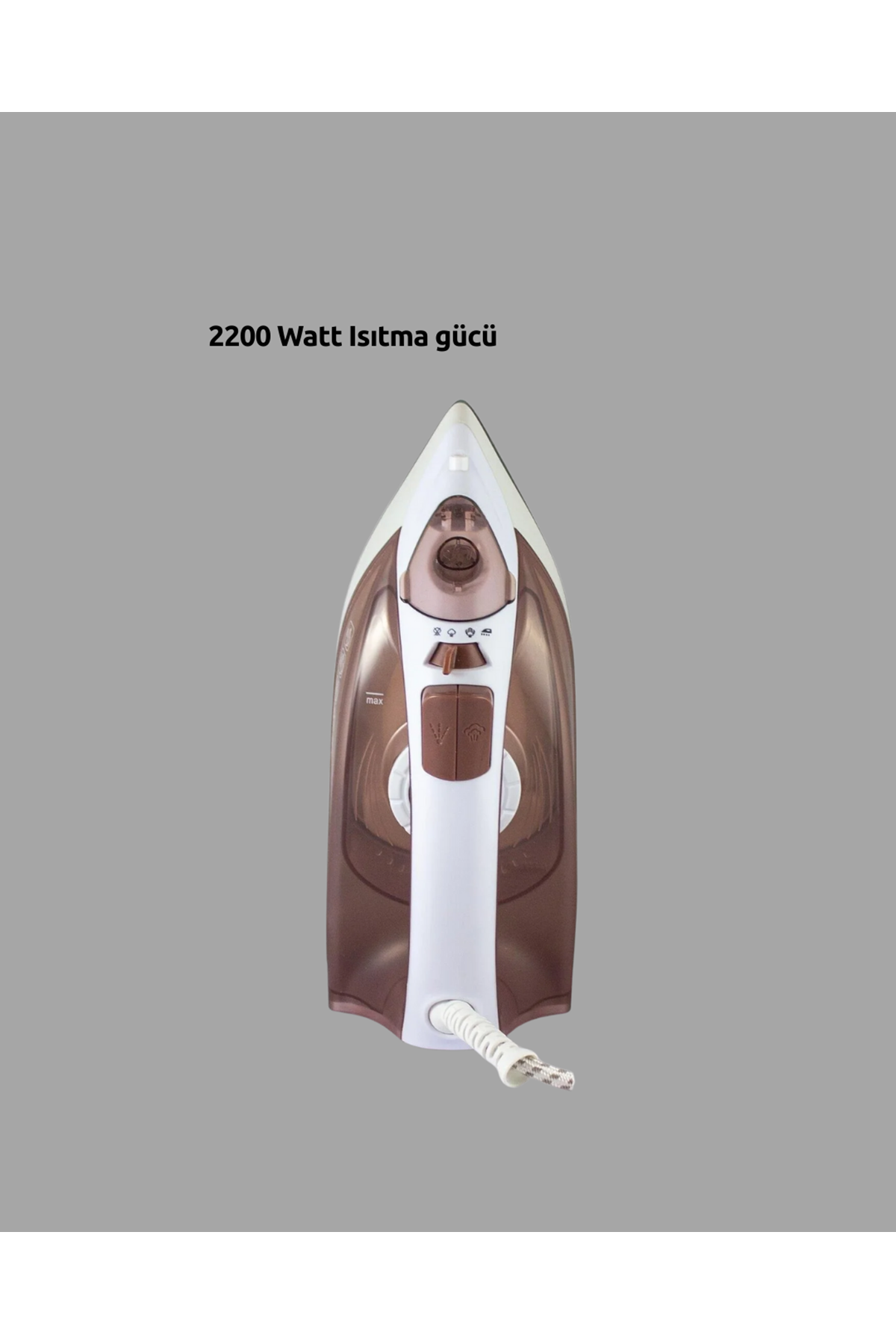 Buharlı Ütü 2200W Seramik Taban 300 ml Kahverengi Dikey Ütüleme
