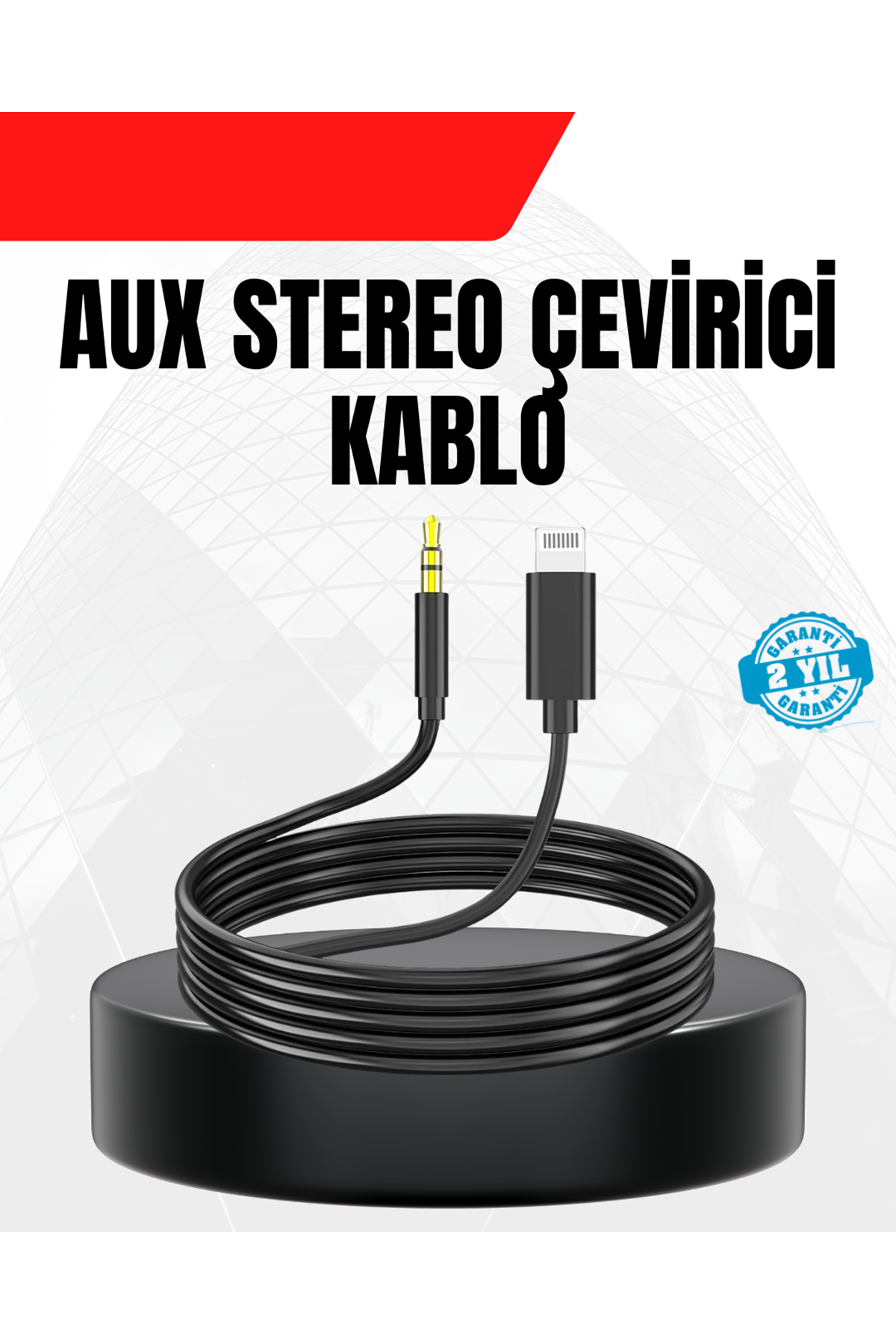 1 Metre Lightning to Aux Çevirici Kablo Stereo Ses Yüksek Kalite
