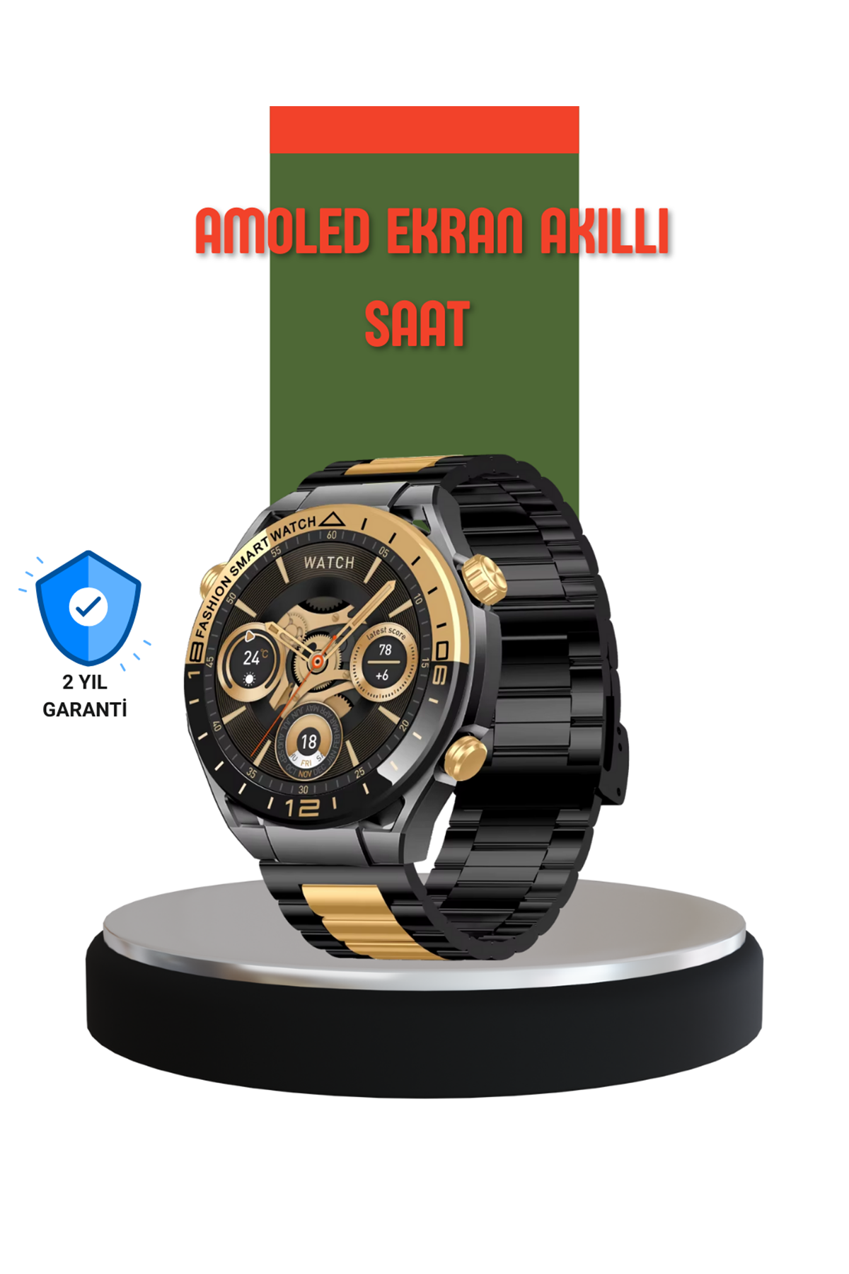 Amoled Ekran Akıllı Saat Bluetooth 5.1 Çağrı Destekli 3 Bileklikli