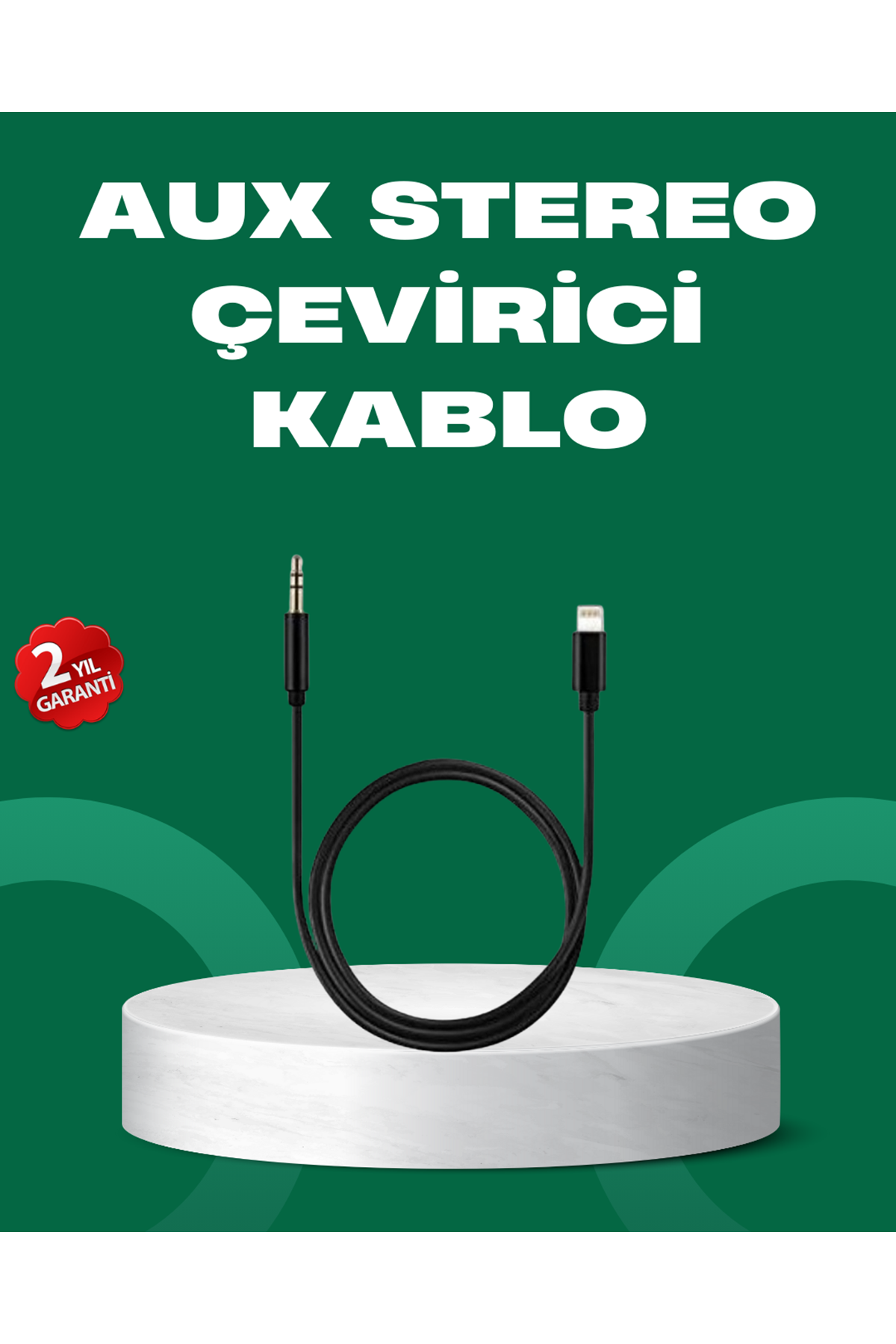 Lightning to 3.5mm Aux Ses Dönüştürücü Kablo 1 Metre Stereo Uyumlu