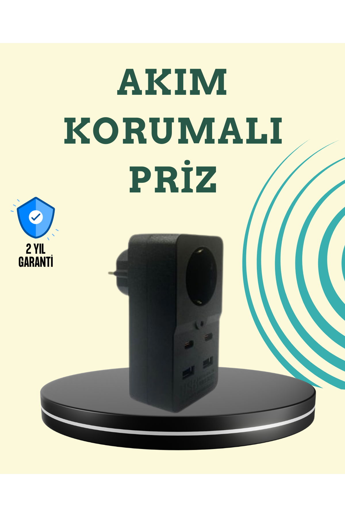 Isıya Dayanıklı PC Gövdeli Akım Korumalı Priz 4 USB