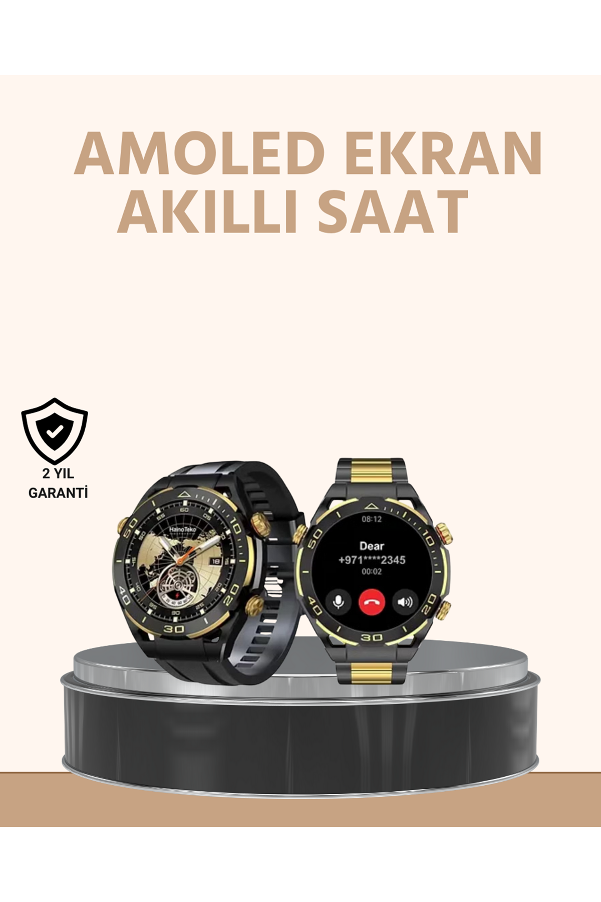 Amoled Ekran Akıllı Saat Uyku Nabız Adım Ölçer Su Geçirmez