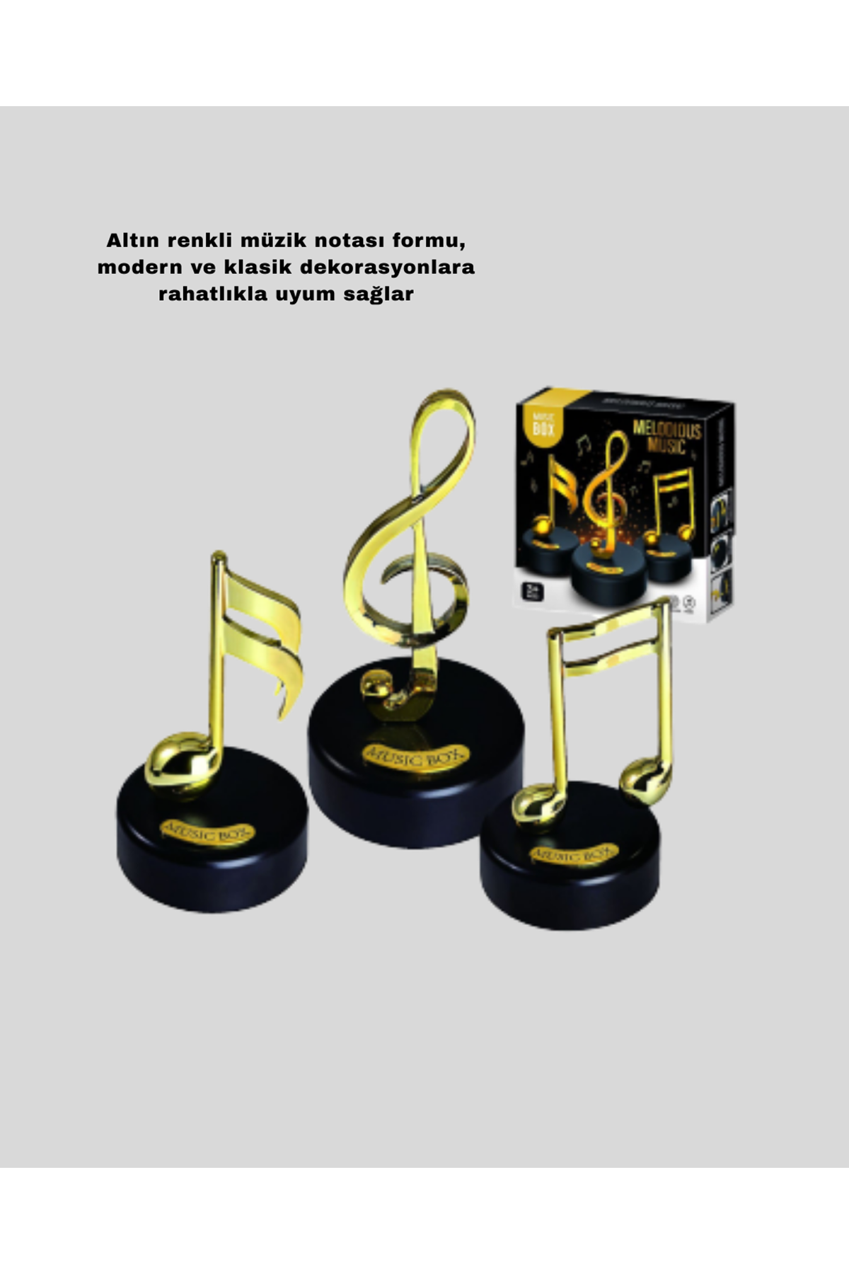 Melodious Music Altın Nota Figürlü Müzik Kutusu