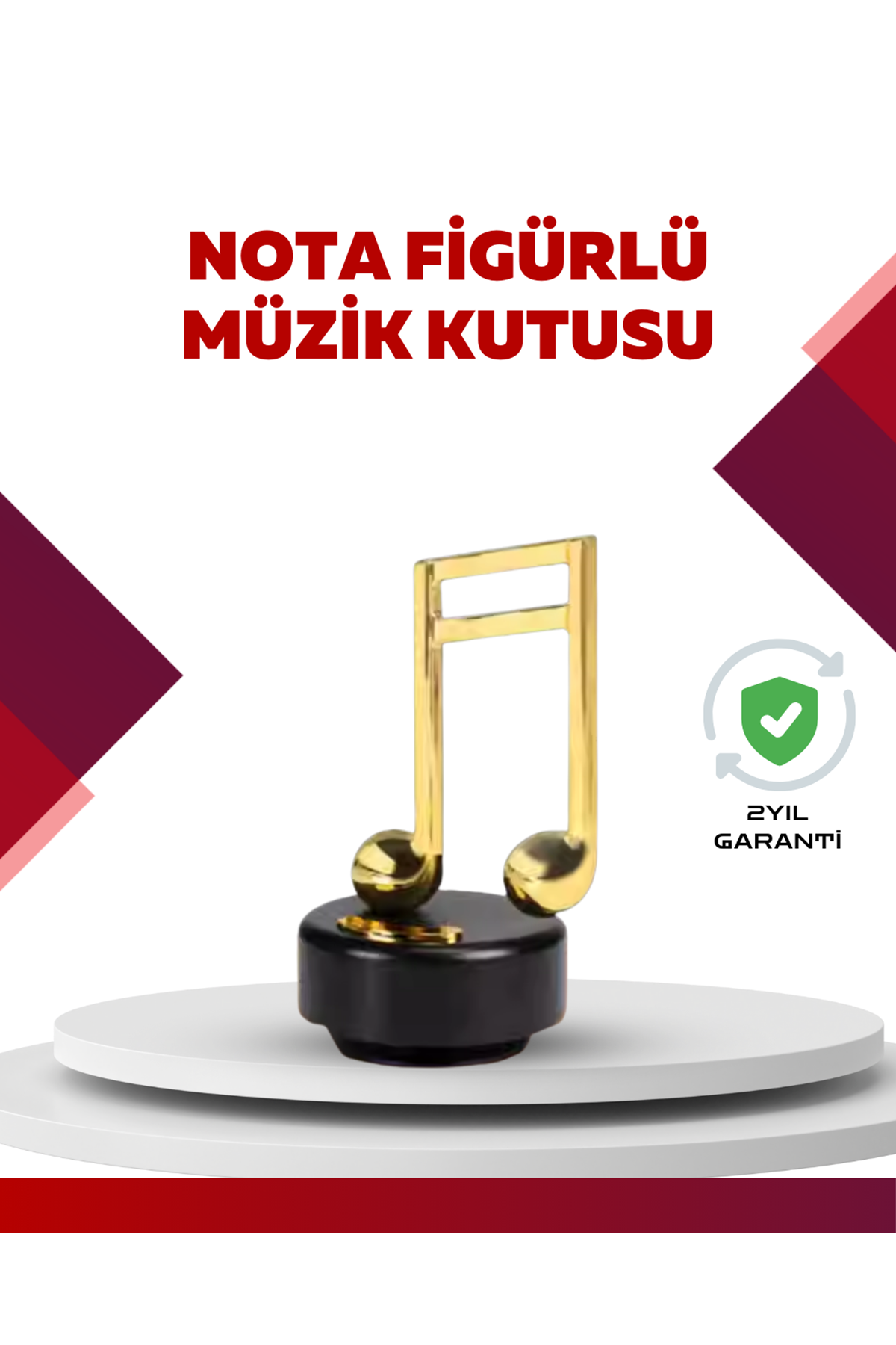 Altın Nota Temalı Müzik Kutusu  Müzikli Hediyelik