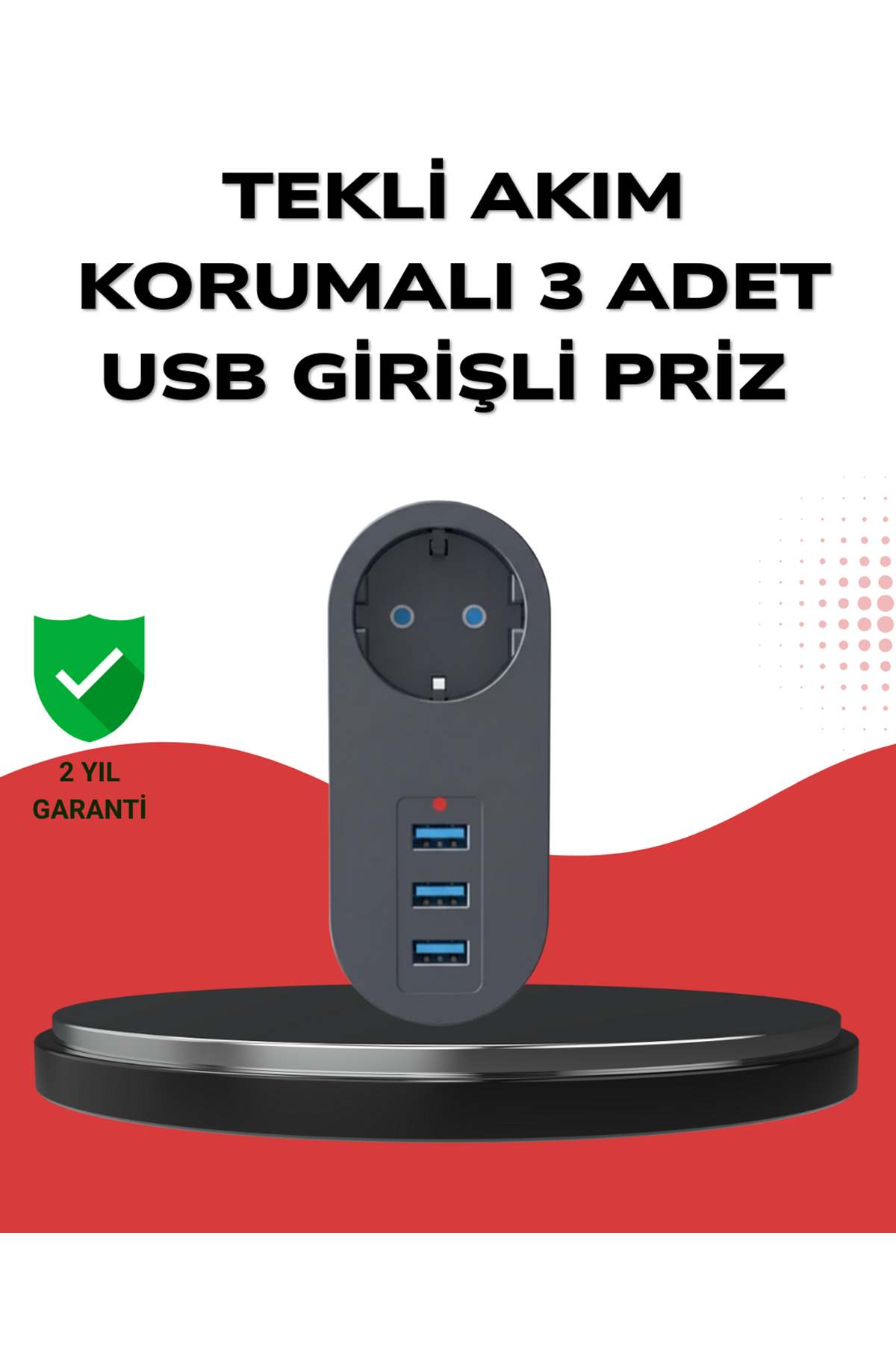 Isıya Dayanıklı 3 USB Portlu Güvenlikli Priz – Akıllı Enerji Yönetimi