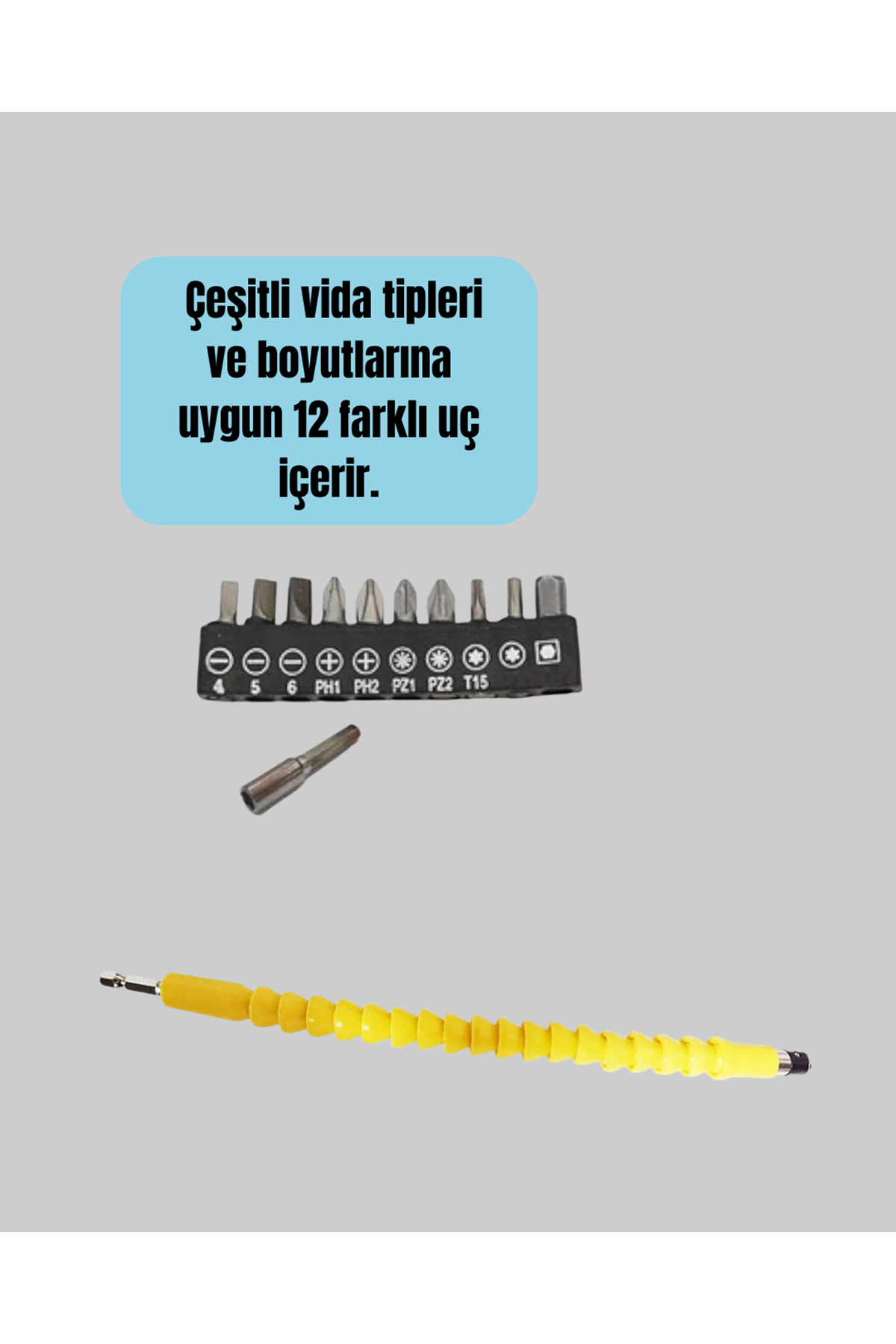 12’li Akrobat Bits Vidalama Seti Esnek Uç Çok Yönlü Kullanım