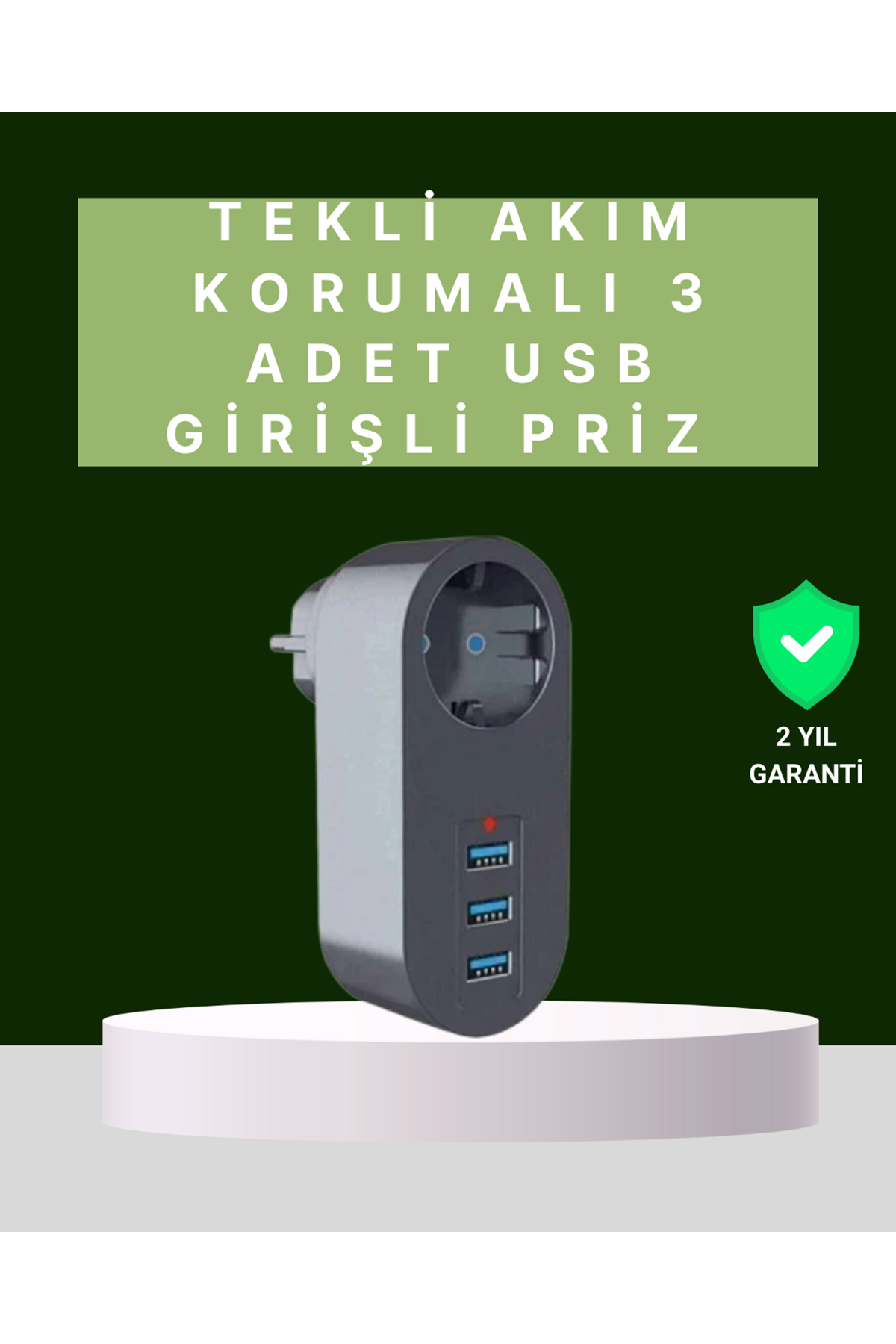 Termal Akım Korumalı 3 USB'li Güvenli Priz – Akıllı Akım Dengeleme