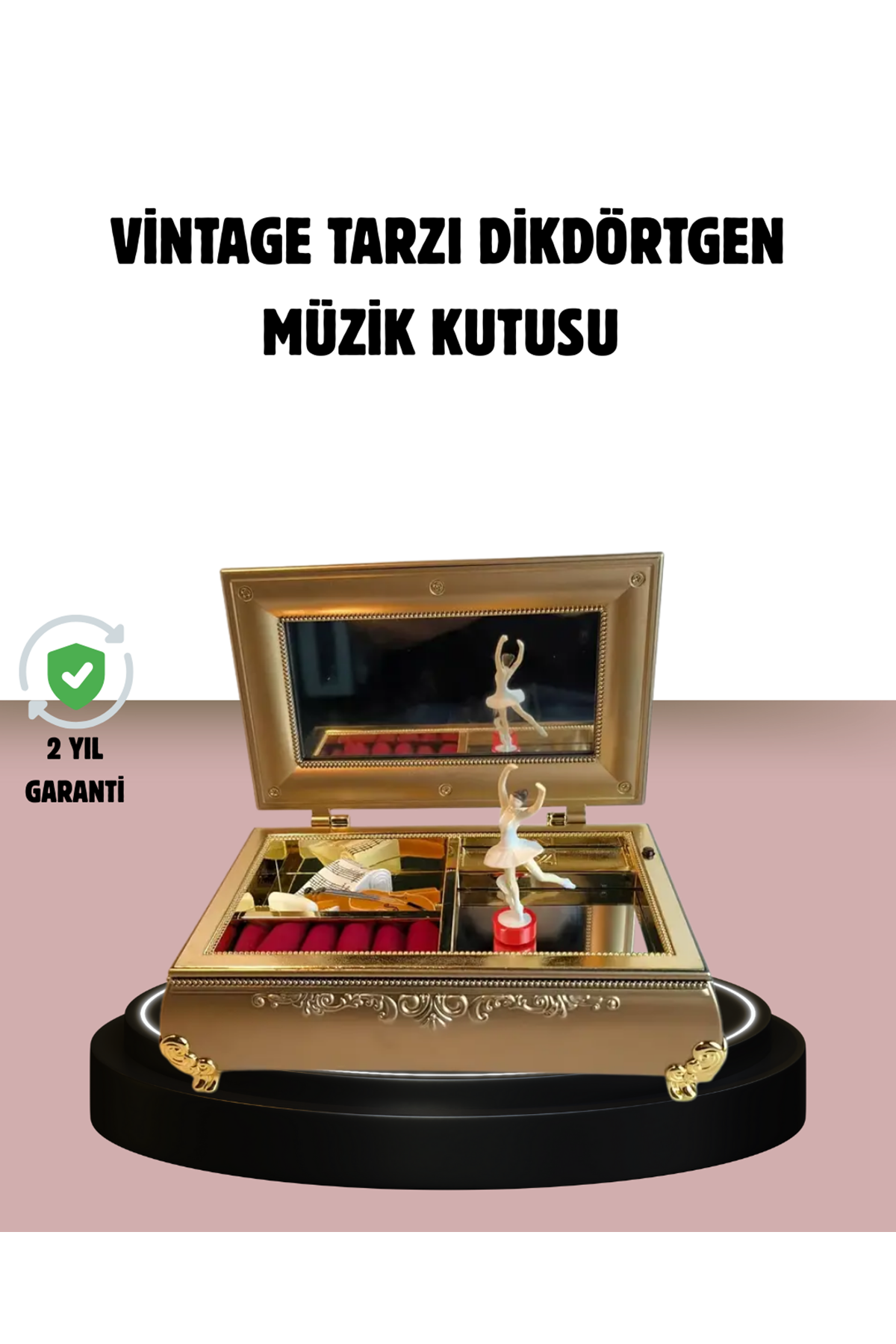 Balerinli Müzikli Takı Kutusu Piyano Tasarım Kız Çocuk Hediyelik