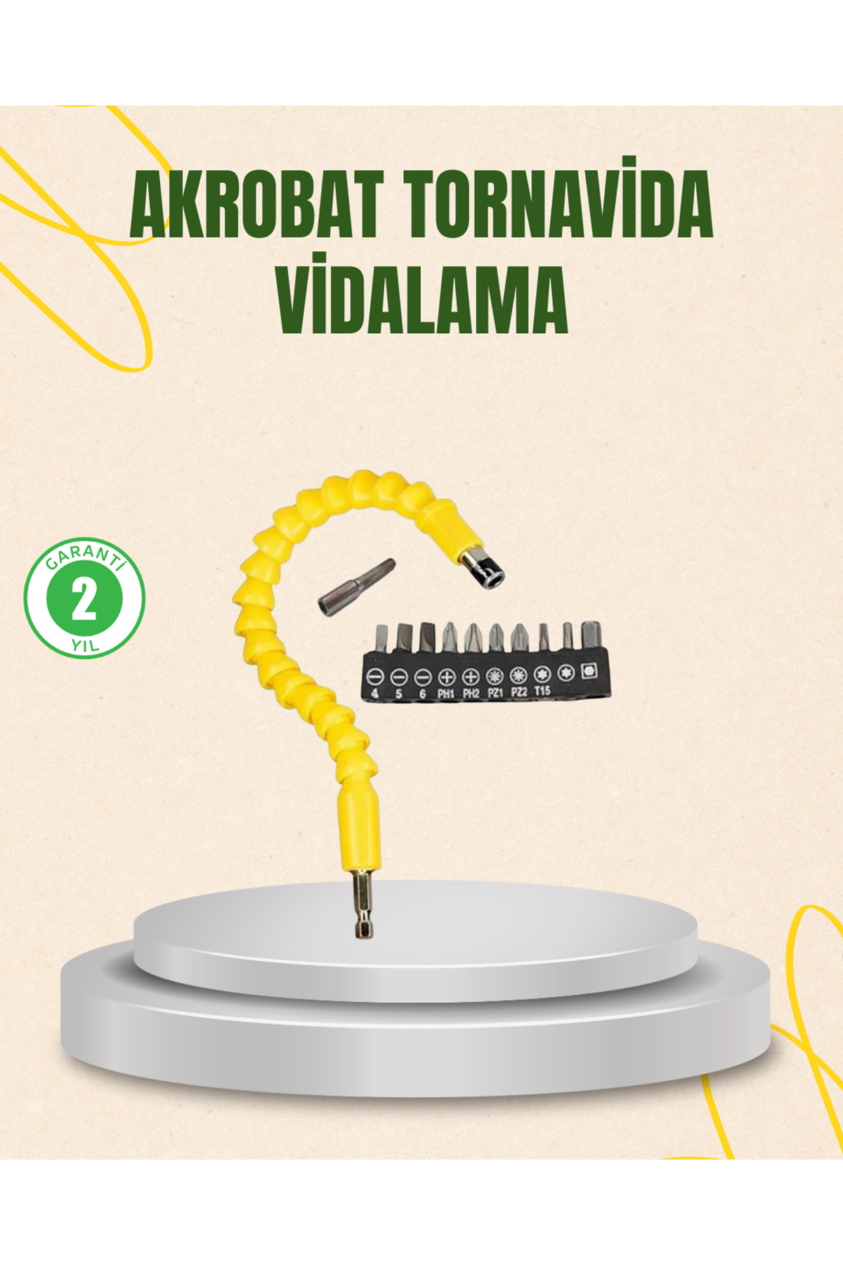 12 Parça Akrobat Vidalama Uç Seti Esnek Dar Alan Kullanım