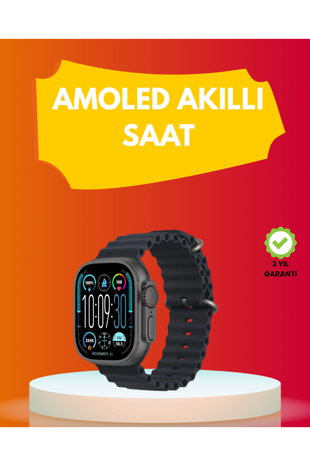 AMOLED Ekran 49mm Ultra Tasarım 3 Kordonlu Akıllı Saat