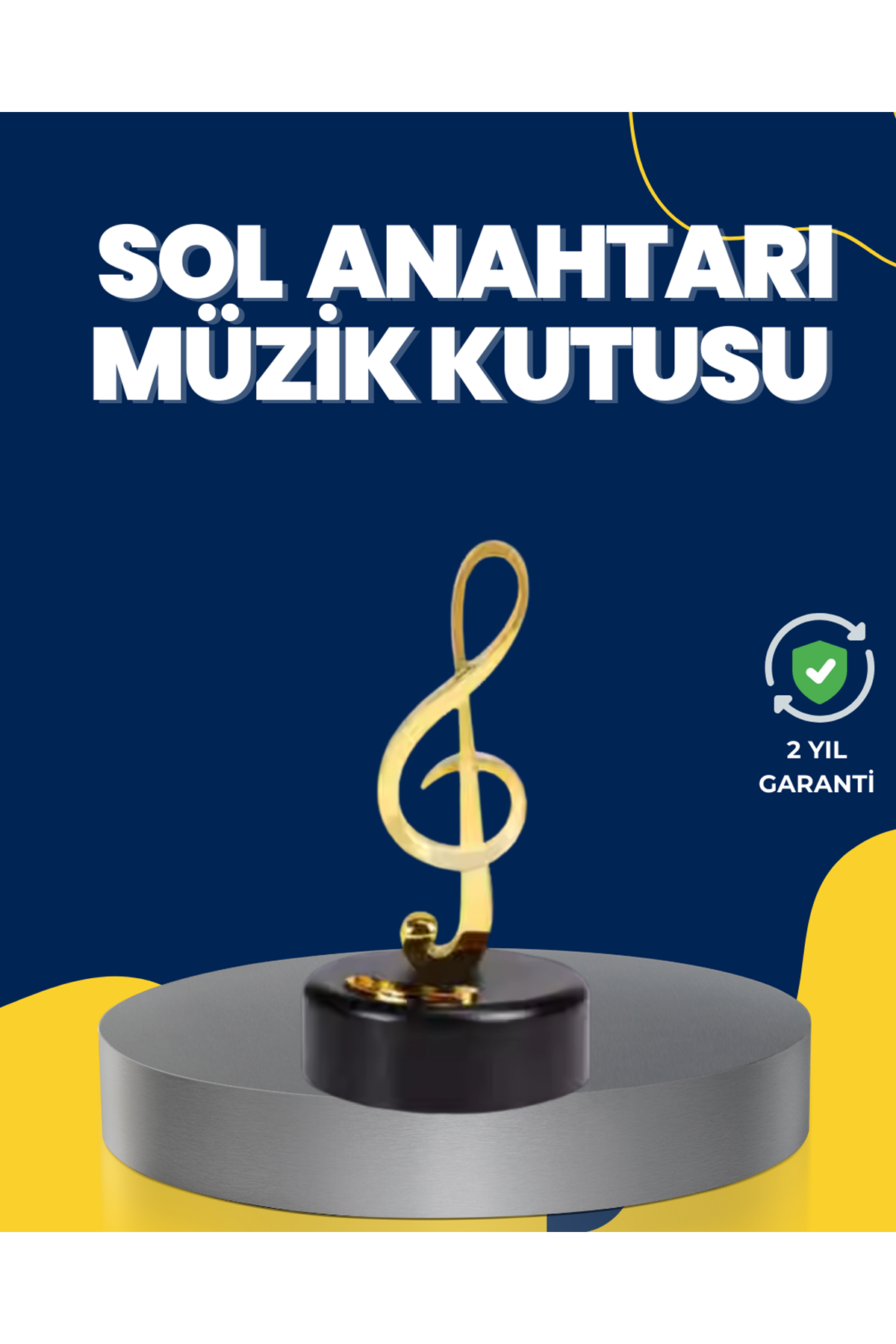 Altın Sol Anahtarı Müzik Kutusu Döner Mekanizmalı