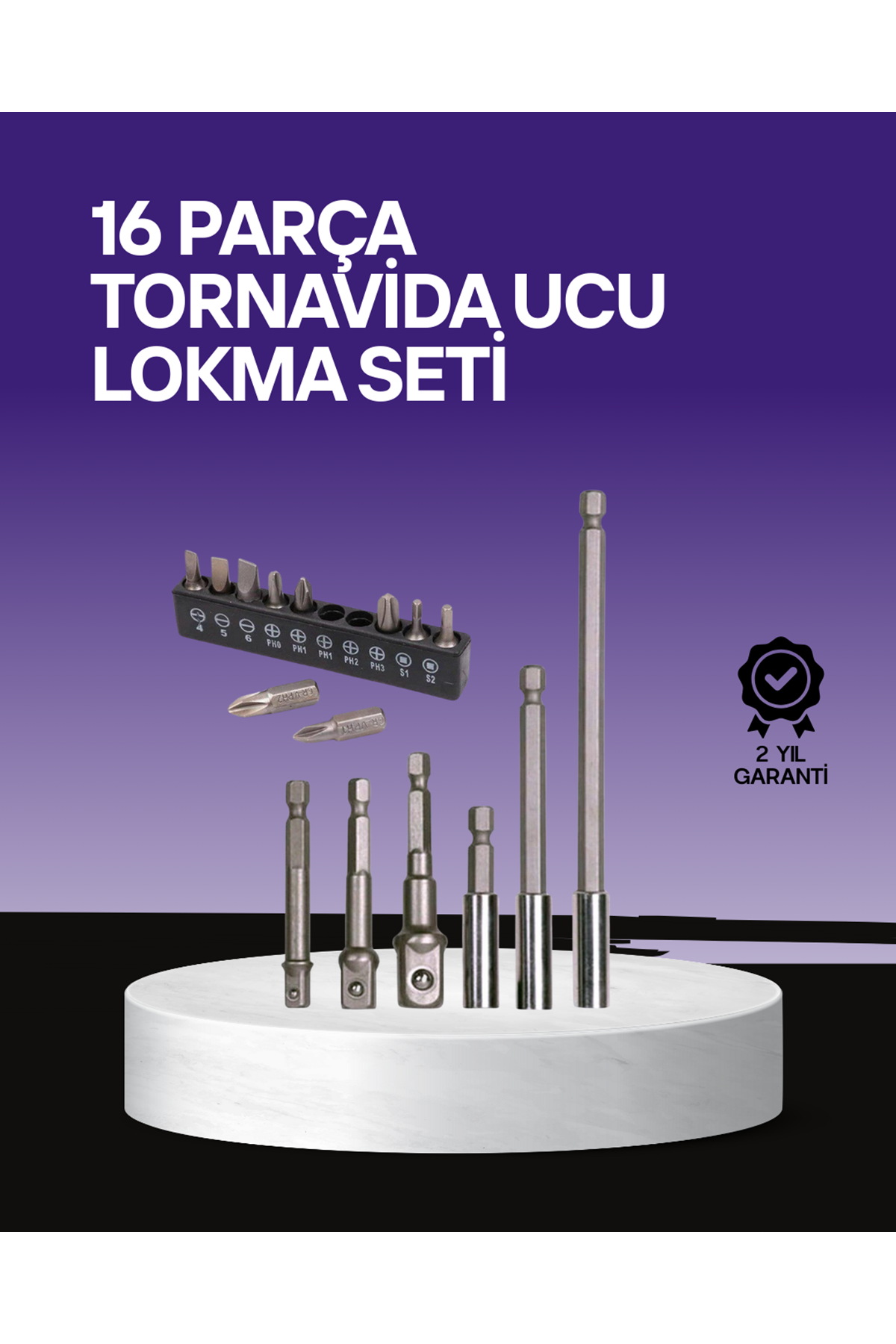 Çok Amaçlı 16lı Bits Uç Seti Dayanıklı Tornavida Adaptör